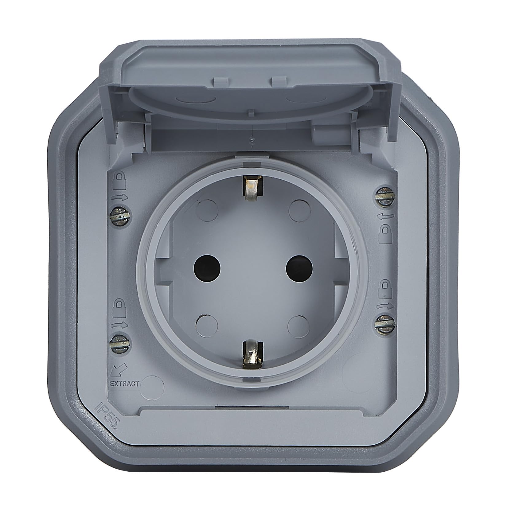 Legrand - Enchufe 16A con contacto lateral de tierra - Plexo - Estanco IP55 - Montaje empotrado - Gris - 069833LE