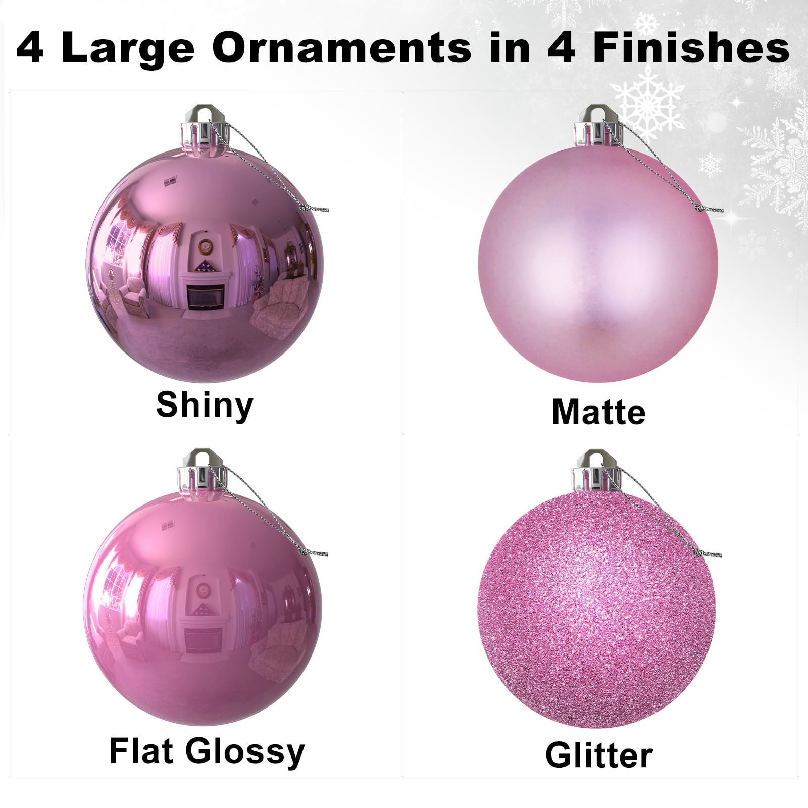 Bubblegun - Bolas de Navidad grandes de 4 pulgadas, adornos de decoración para árbol de Navidad, bolas colgantes inastillables para cumpleaños, día de San Valentín, Pascua, Mardi Gras, vacaciones,
