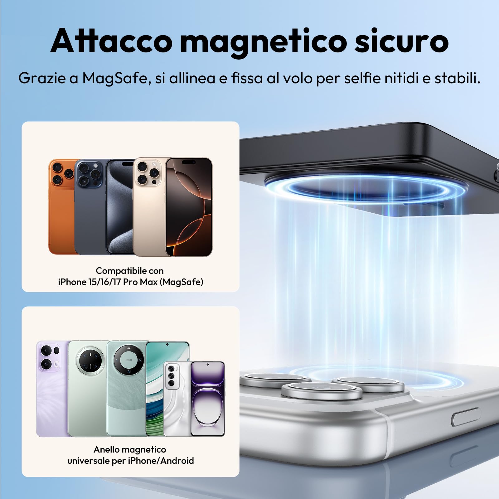 ULANZI VM1 Selfie monitor schermo magentico da 3,97” 4K@60fps per smartphone DP-Ready, 87g, Connessione cablata senza Wi-Fi, Zero Lag, 3-Livelli Luminosità, USB-C Pass-Through 60W, Vlog/Live/Shorts