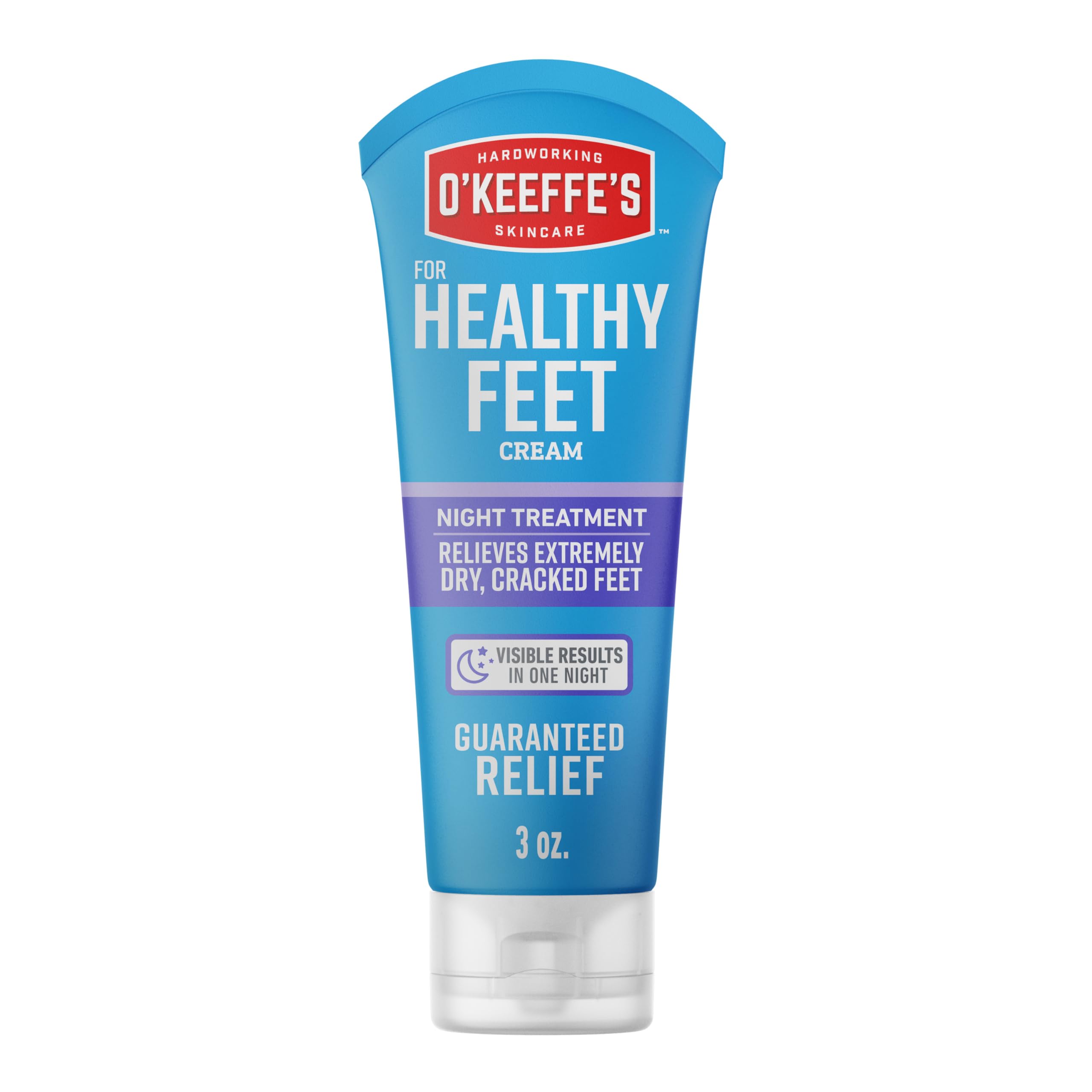O'Keeffe's for Healthy Feet Night Treatment Foot Cream - 3 oz Tube (1 Pack) - Guaranteed Overnight Relief for Extremely Cracked, Dry Feet, Repairing Skincare, Instantly Boosts and Retains Moisture Levels