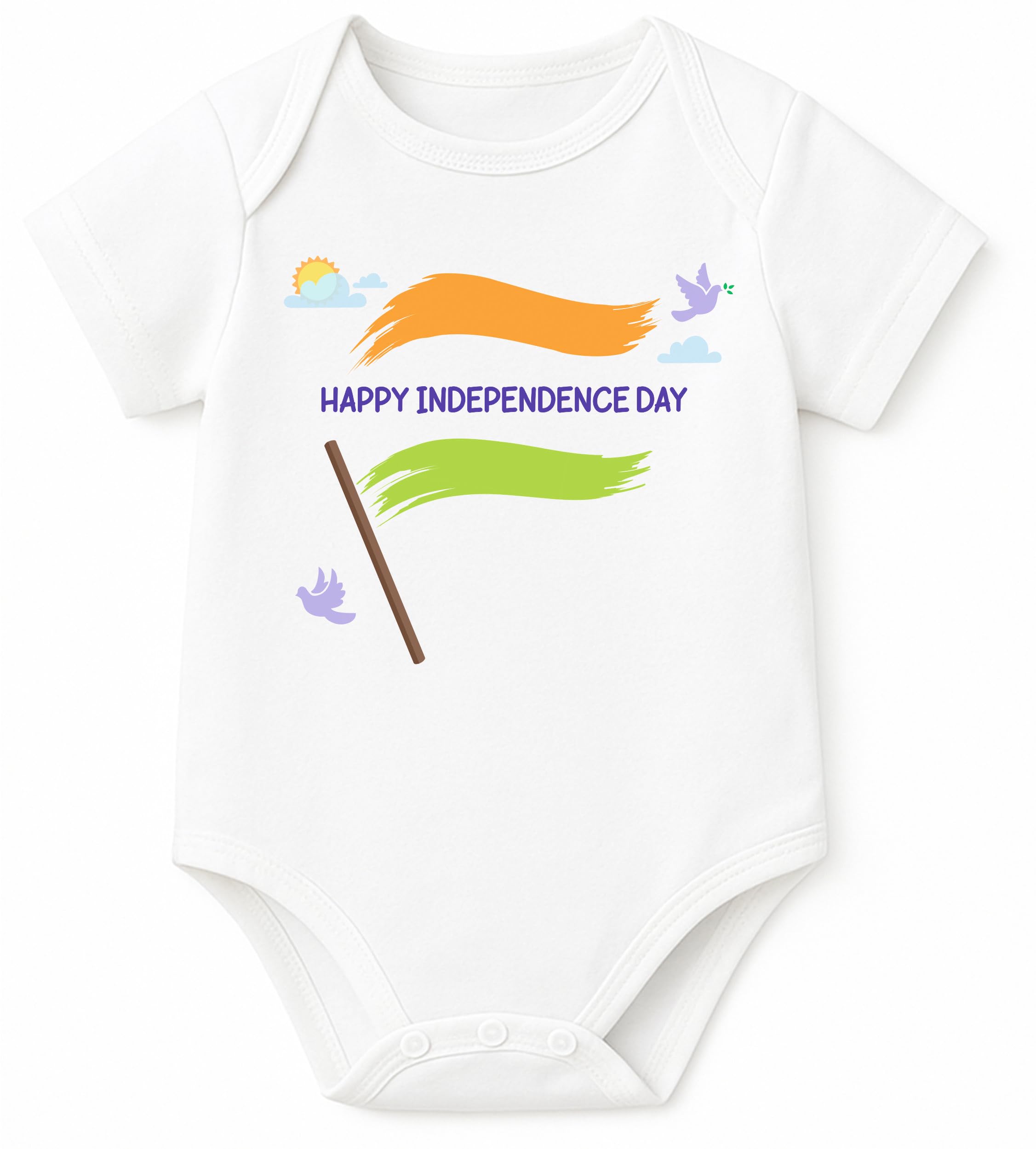 Happy Independence Day Cotton Romper,Unisex Kids Half Sleeve White Romper, 0-12 Months, Infant Cloth for Boys & Girls.-image-39