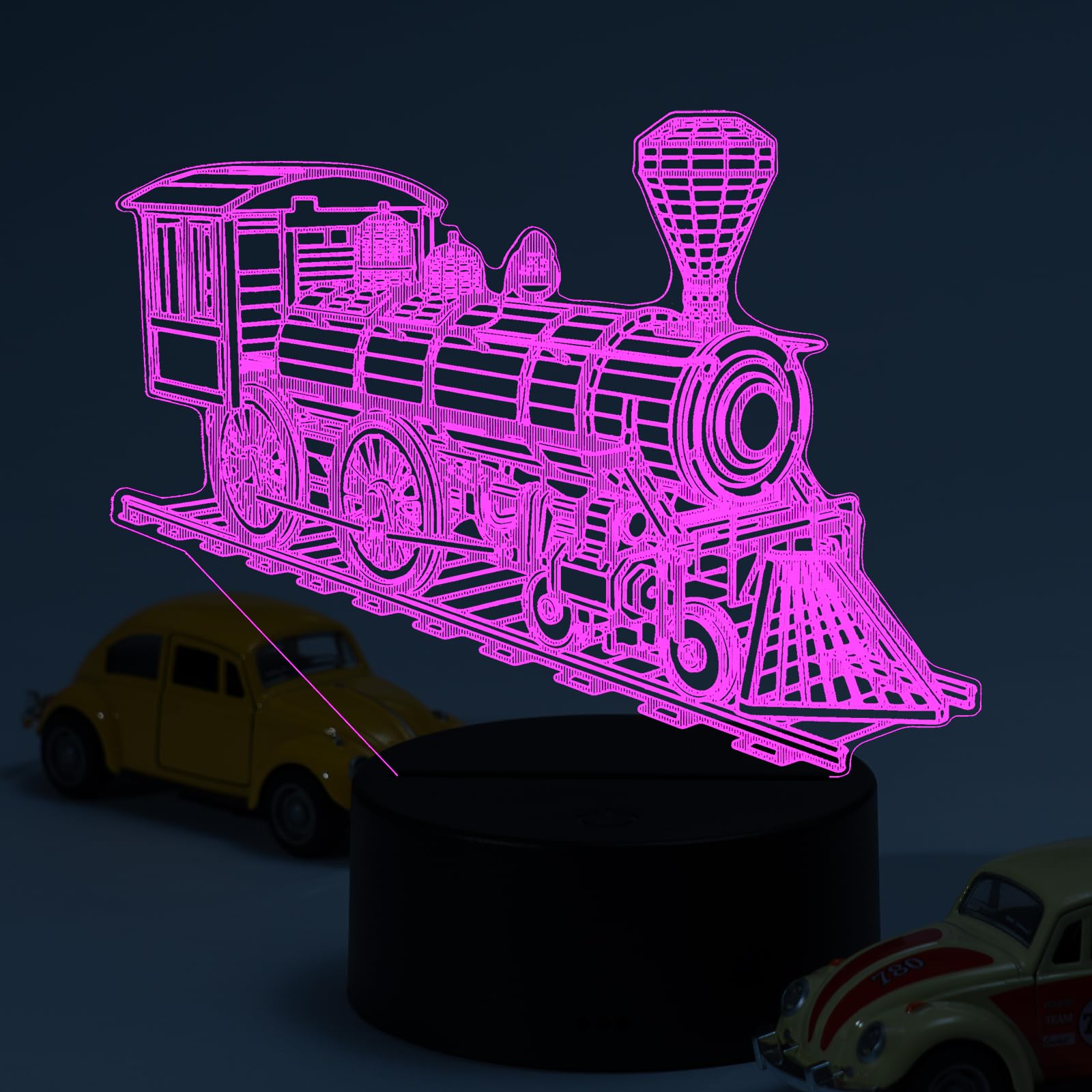 Fanimyholy Dampfzug 3D Nachtlicht, 3D Zug Illusion Lampe, Da