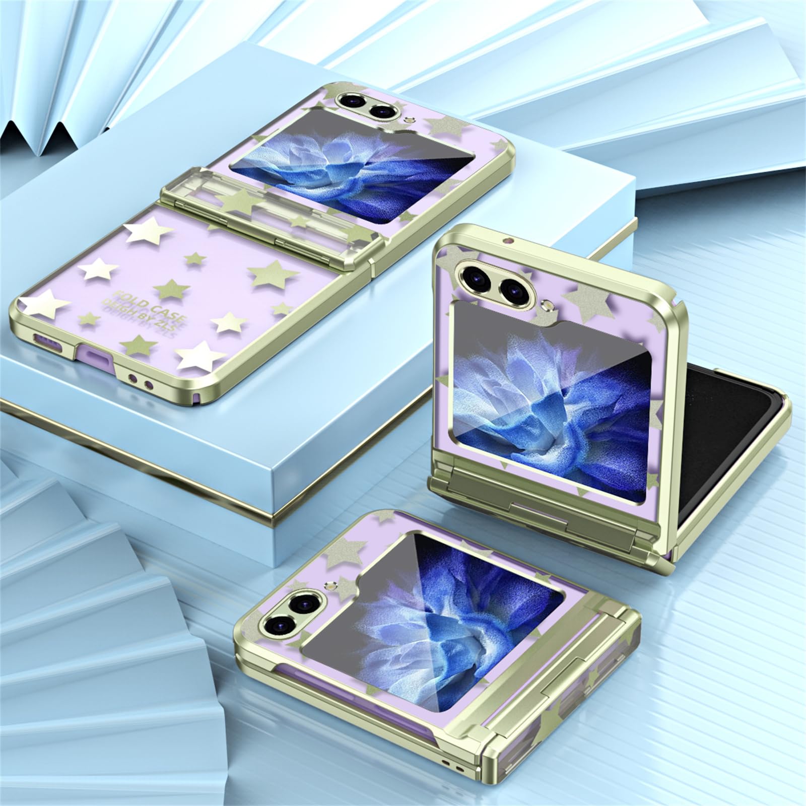 Coque pour Samsung Galaxy Z Flip 5 5G, Charnière Protection Ultra Mince Mode Placage Motif Étoile Transparent PC Antichoc Anti-Rayures Coque pour Samsung Z Flip 5 2023