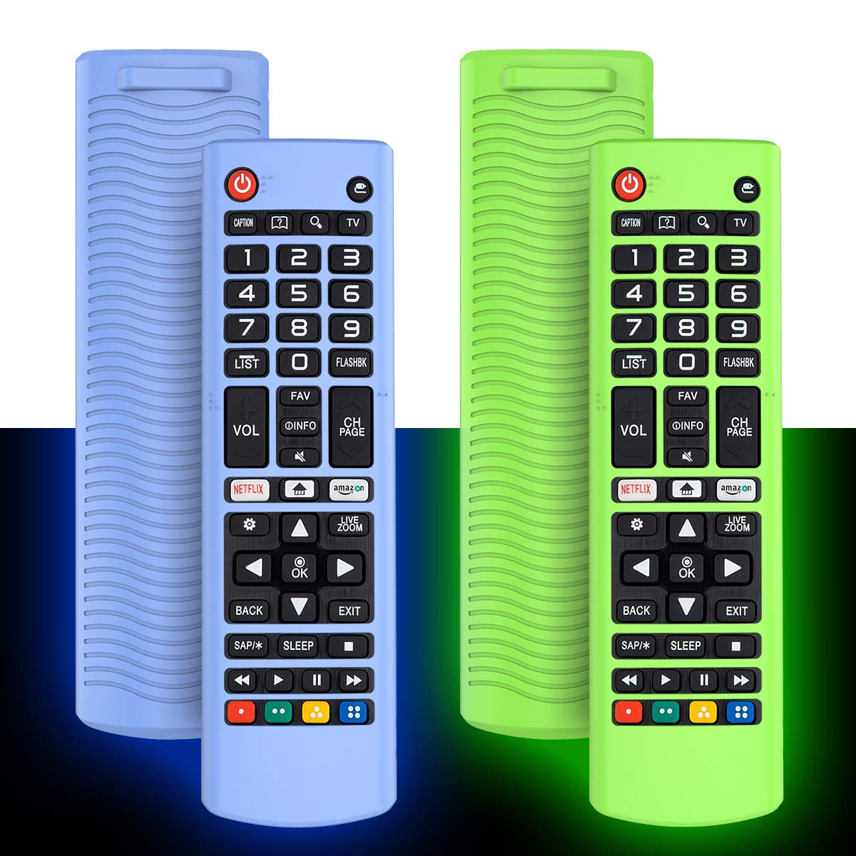 Alquar 2Pack Silicone Case for LG AKB75095307 AKB75375604 AKB74915305 Remote, Shockproof Anti-Lost Remote Cover Holder Skin Sleeve Protector for LG Smart TV Remote Control (Glow Green+Glow Blue)
