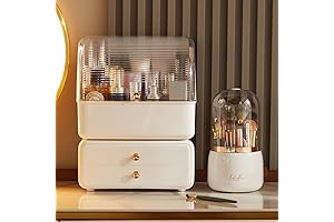 Large Clear Makeup Organizer with Lid