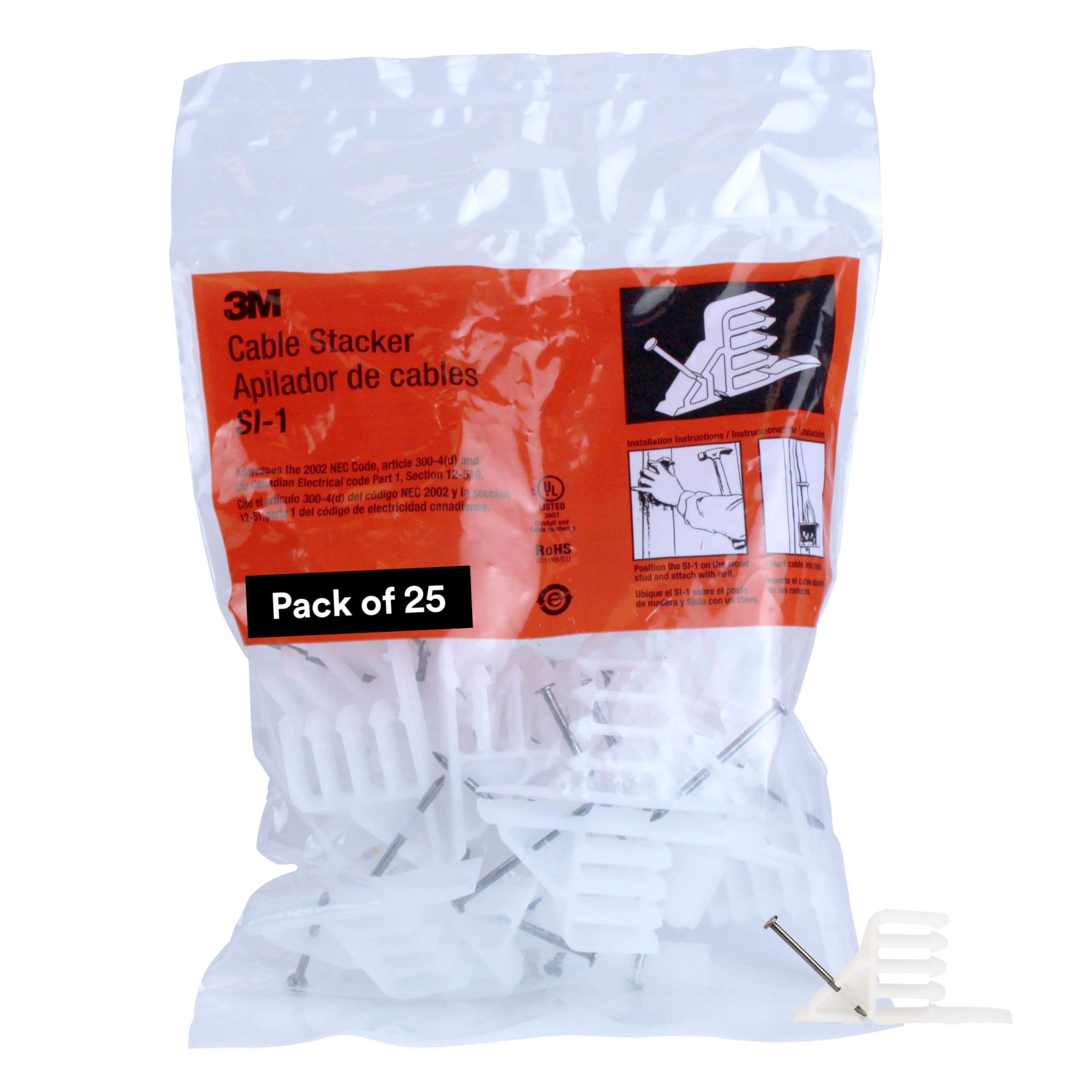 Cable Stacker SI-1– Multi-Cable, Electrical Wire Organizer and Spacer for General Use, Wire Stacker, Routes cables in an organized way, RoHS 2011/65/EU Compliant, Easy Installation (Pack of 25)