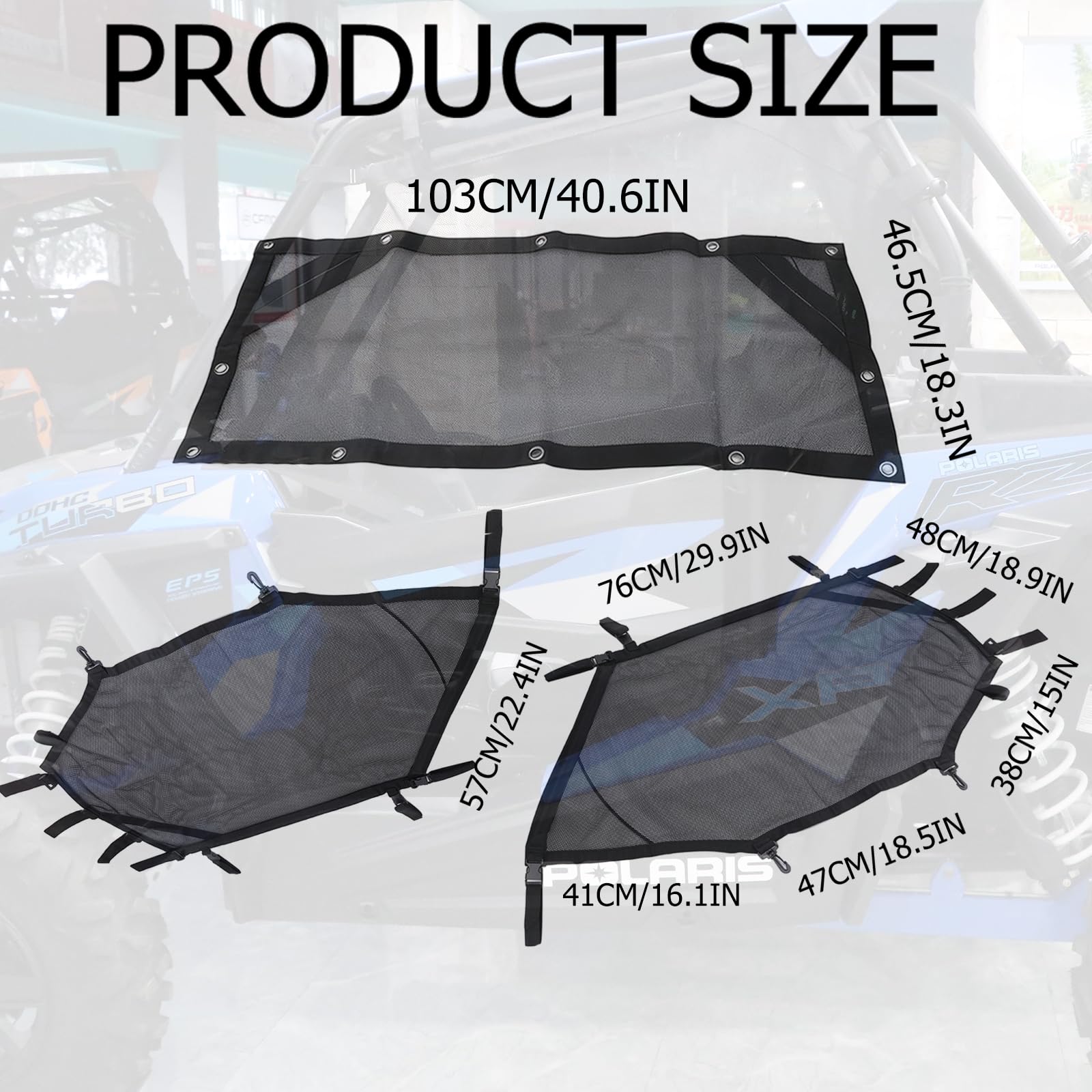 MASION for ATV/UTV Window Net Rear Roll Cage Mesh Guard + Right +