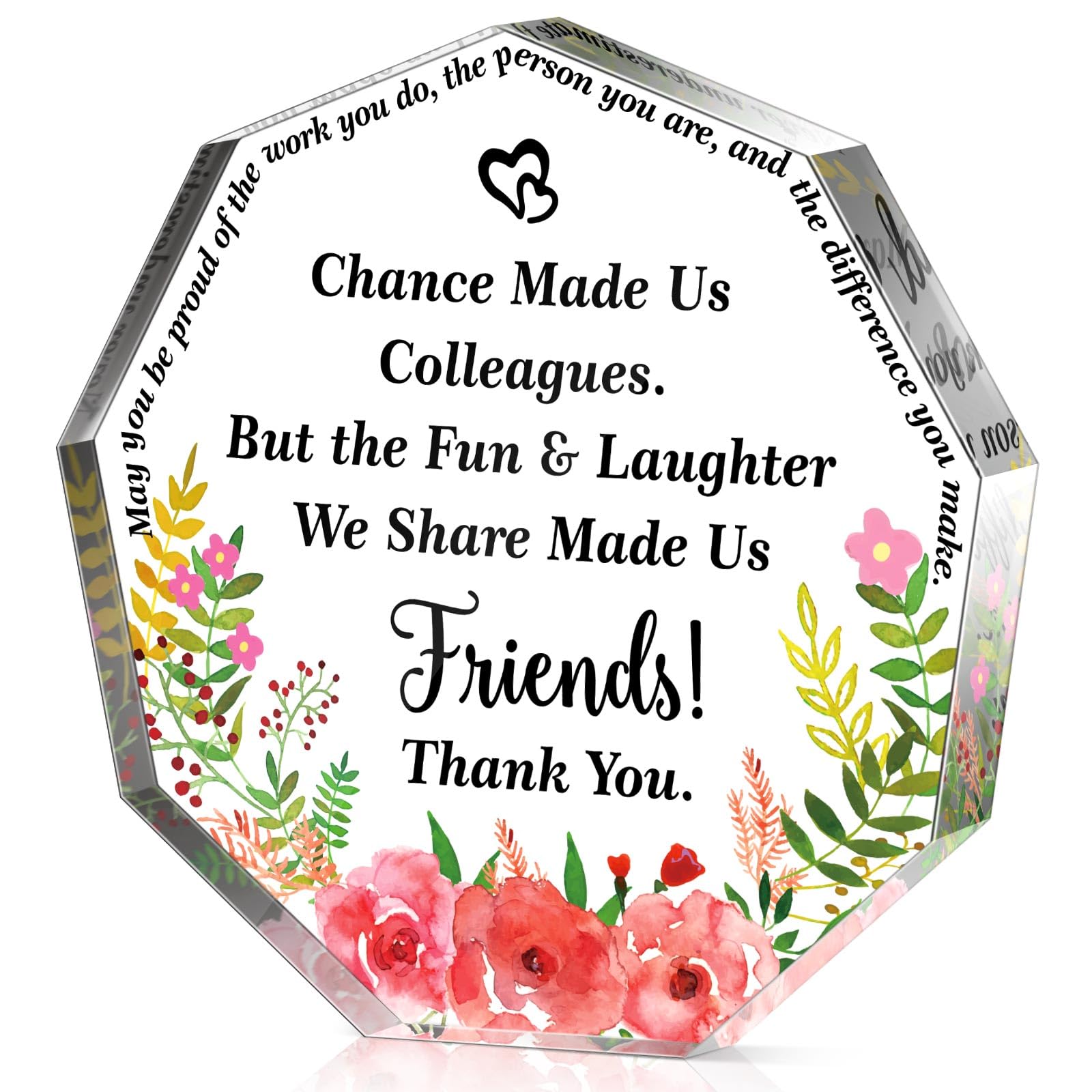 Yinder Thank You Gifts for Women Christmas Appreciation Gifts for Coworker Employee Nurse Teacher Farewell Acrylic Plaque Decor Leaving Inspirational Quotes for Home Office Desk(Friend)
