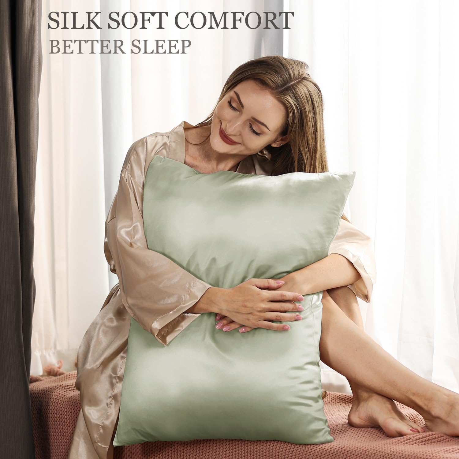 Adubor 100% Silk Pillowcase, Silk Pillow cases, 23 Momme 6A Grade Fibers, 900 Thread Count - Image 2