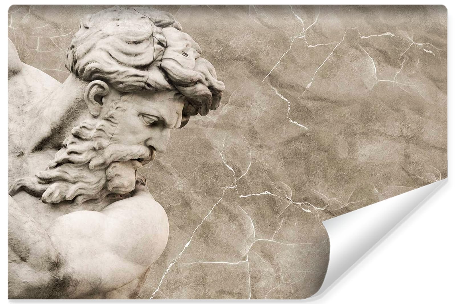 Muralo - Tapeta 3D na flizelinie - fototapeta z efektem 3D - tapeta do salonu, sypialni, tapeta ścienna - fototapeta - rzeźba Neptuna - szer. 450 cm x wys. 300 cm