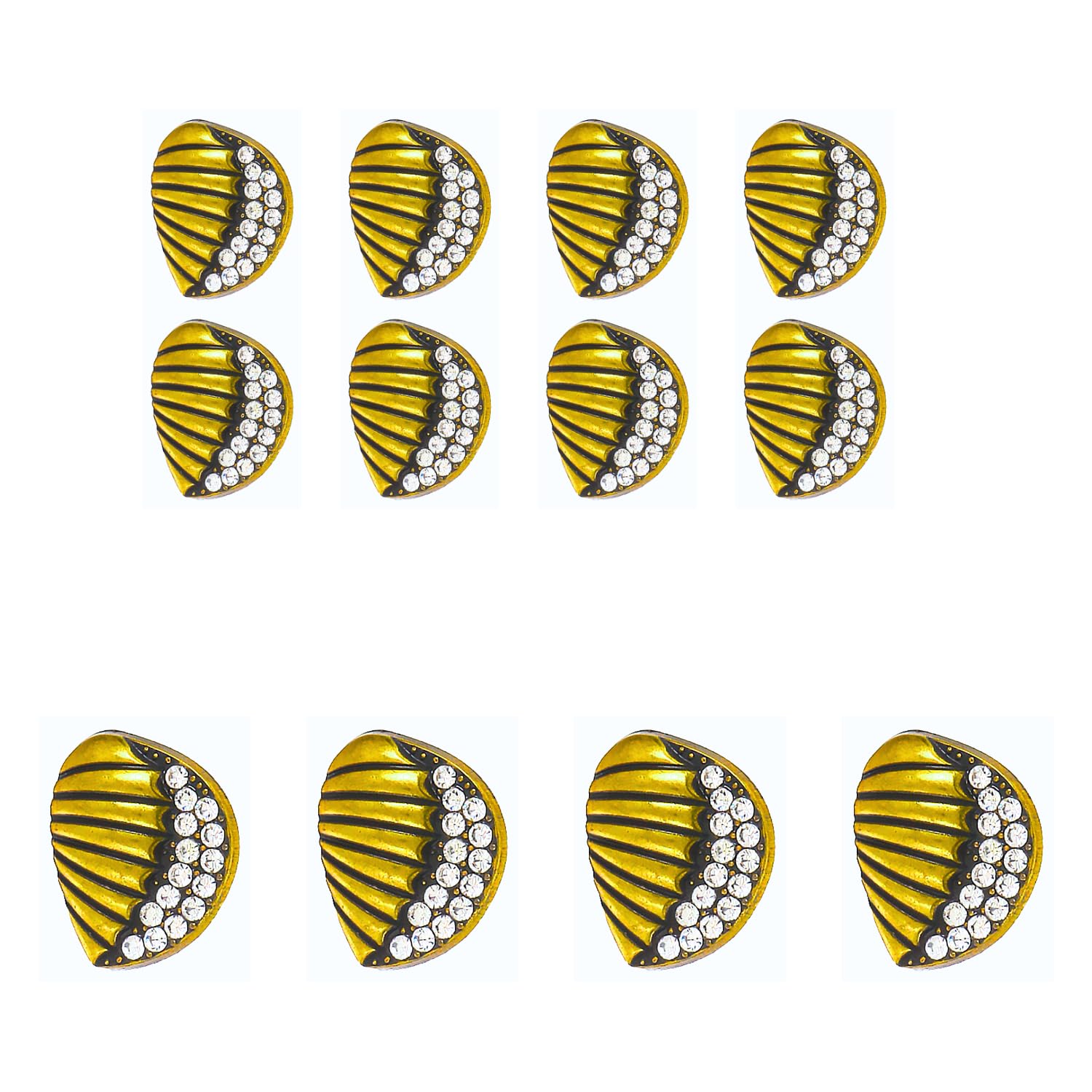 Ani Accessories Rhinestone Diamond Metal Shank Button Cowrie Diamond Design Shank for Coat Bandhgalas Indo-Western Sherwani DIY (Pack of 12 (8 Pcs Small + 4 pcs Big), Gold Cowrie)-picture-47