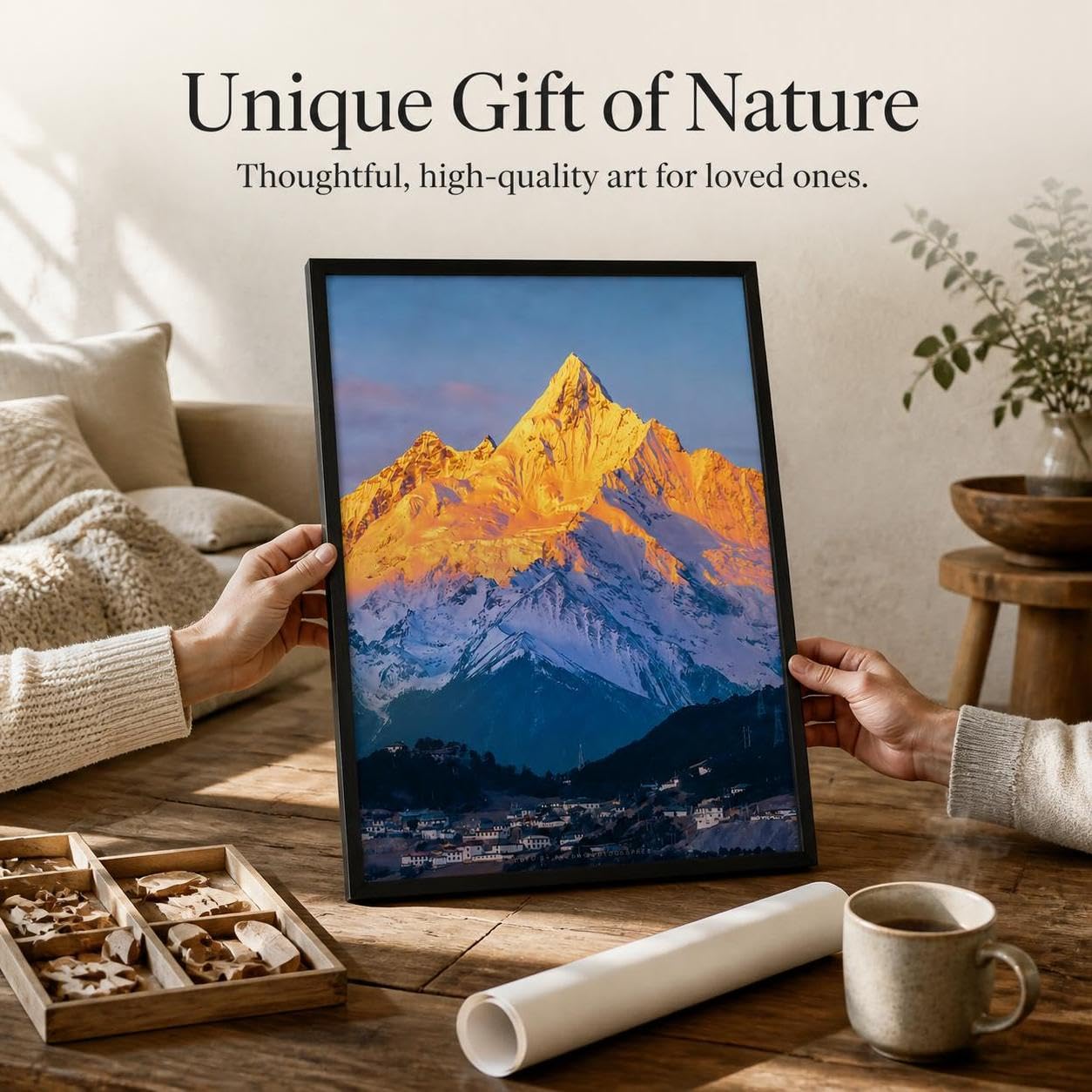 Puzzle en Bois Plat, Décor Naturel, 300 pièces + Cadre Noir