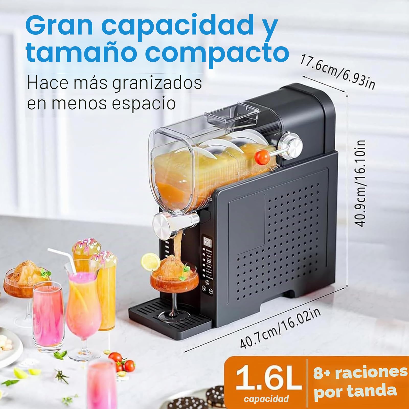 Máquina Para Granizados Y Hielo Raspado De 1,6 L, Máquina Para Hacer Helados Con 6 Programas Preestablecidos, Autolimpieza Con Un Solo Toque Para Batidos, Batidos Y Margaritas
