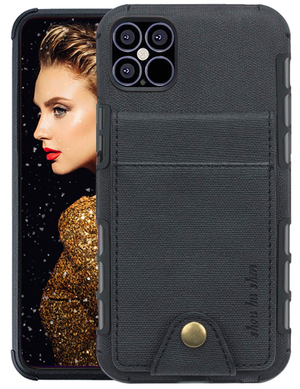 Compatible with iPhone 12 Pro 6.1-inch Cover PU Leather Cases Shockproof Wallet Case Full Body Protective Shell Back Protector Compatible with iPhone 12 Pro (Black)