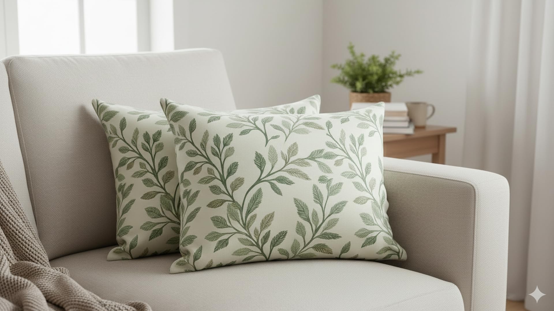 2 Pcs Pillow Cover Set 12x20 Inch | Heavy Knitting Leaf Print Cushion Covers with Hidden Zipper | Premium Rectangular Lumbar Pillow Cases for Sofa, Bed & Living Room Décor-image-9