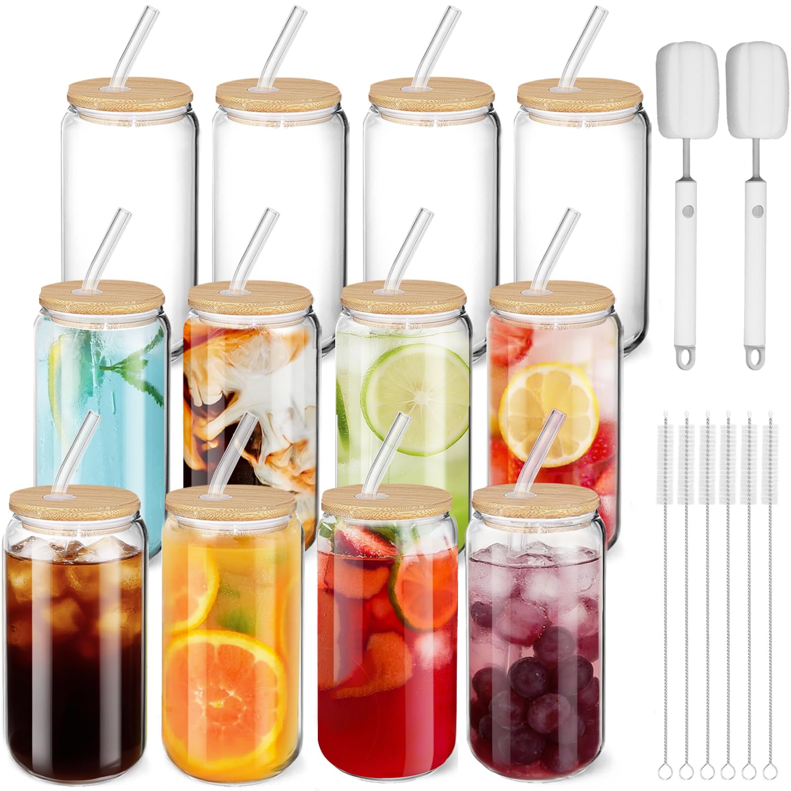 Home Essentials, Glass Tumblers 16OZ Beer Glasses 12 Pack Cocktail Glasses Ein klares Tumbler Glasset ideal für Cocktail Whiskey Tea Cola Juice Soda Ein perfektes Gift-Set (12-A)