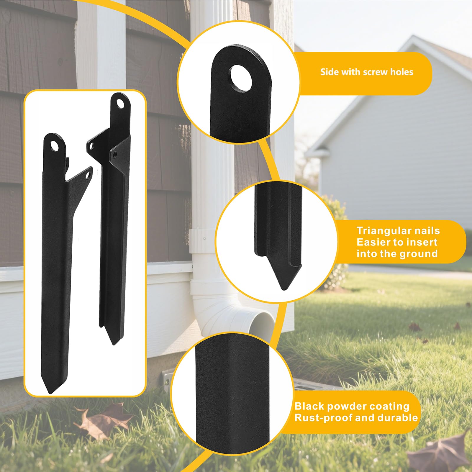 VANROUG 4 Pcs Rainwater Downspout Bracket, Adjustable Downpipe Bracket - Image 3