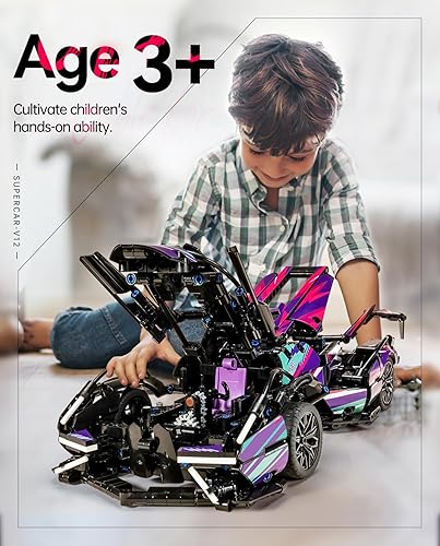 Miniatura 5 de BAV Juegos de construcción de autos deportivos con control remoto, 114 MOC Raceing Car Model Kit de construcción para adultos, bloques de autos