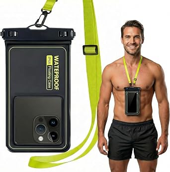 Floating Waterproof Dry Bag Black/Yellow Fits Phones Up to 7