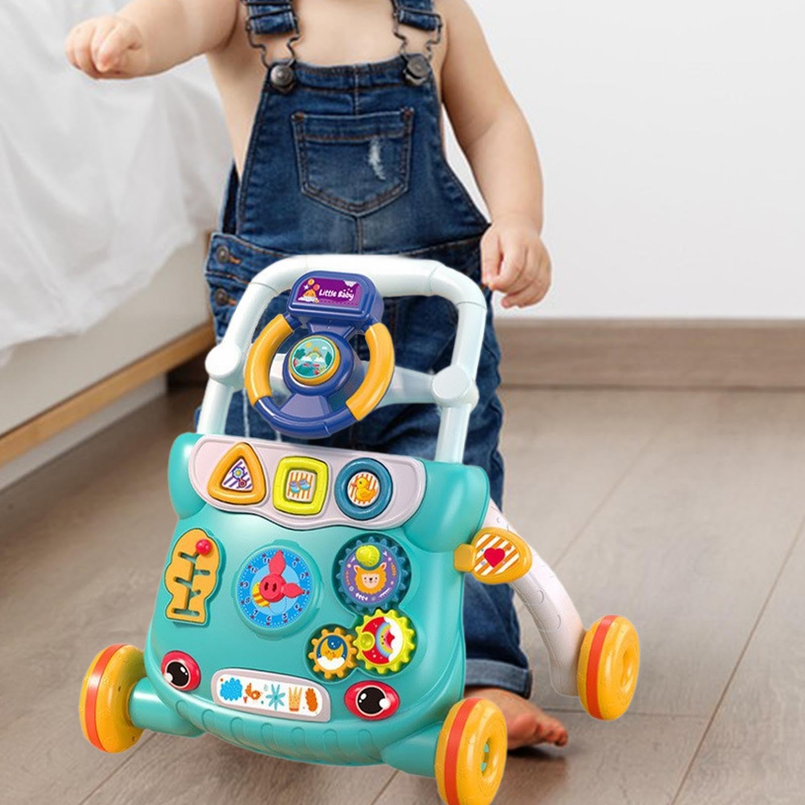 Push Walking Toy Kinder Lauflernhilfe Musik Lernspielzeug Frühkindlicher Lernwagen für Babys für Lernen Bewegung Spielzimmer, Grün