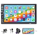 Double Din Car Stereo,7 Inch Car Radio with HD Touch Screen Bluetooth Car Stereo,Bluetooth Hands-Free Calling,Mirror Link,AUX/EQ/SWC
