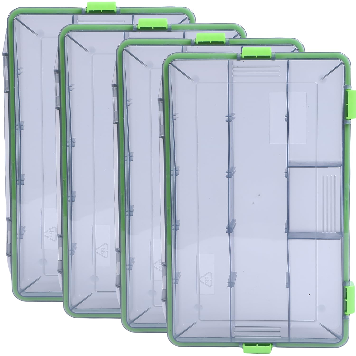 Tackle Boxes Plastic Storage Organizer Box with Removable Dividers,3600 Tackle Tray and 3700 Tackle Trays,Lure Box and Terminal Tackle Storage,4 Packs Tackle Trays-grey