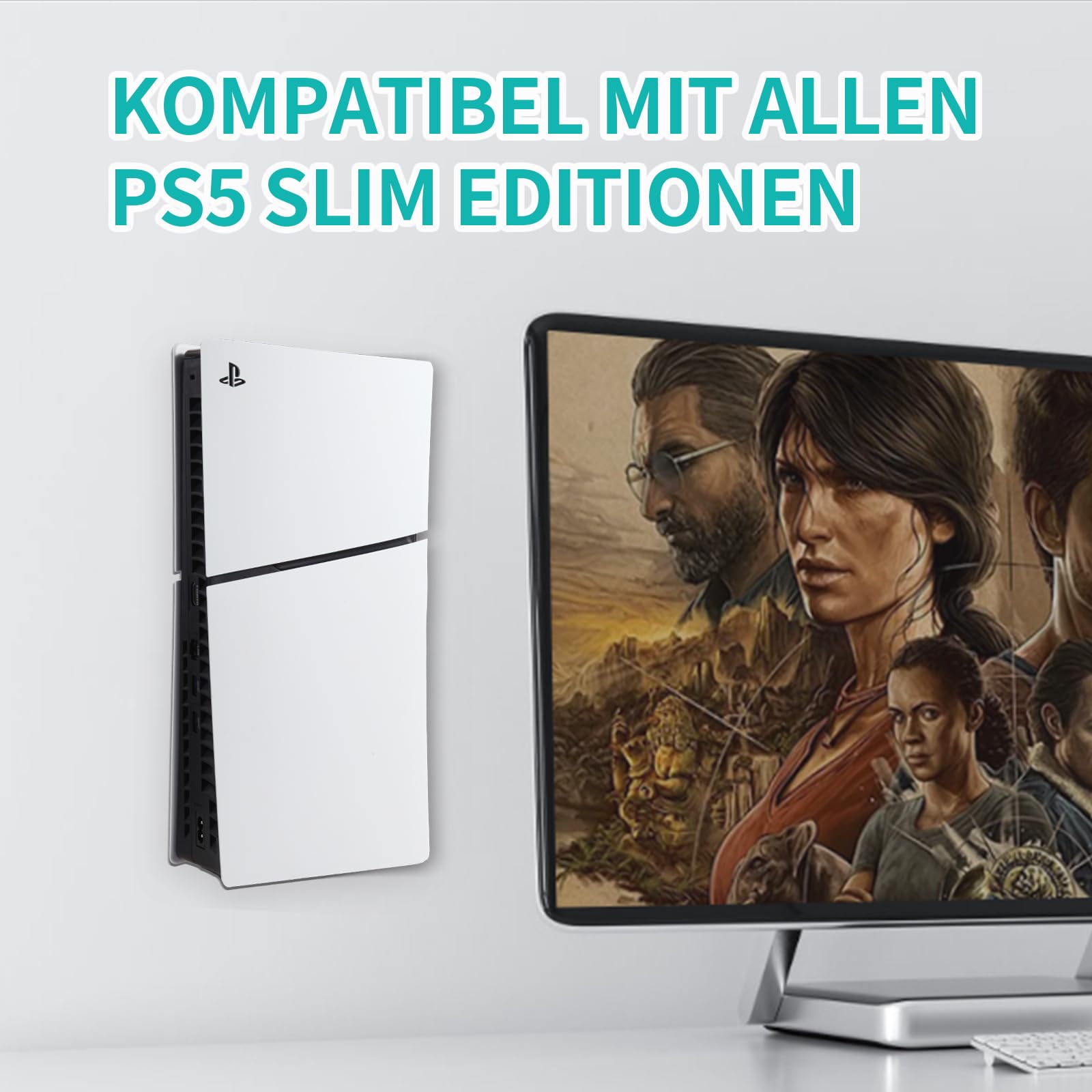 Marvelights Wandhalterung ps5 Slim für Disk und Digital, Vertikal Befestigung Playstation5 Slim Konsole Robuste, mit Schrauben und Lüftungsöffnung