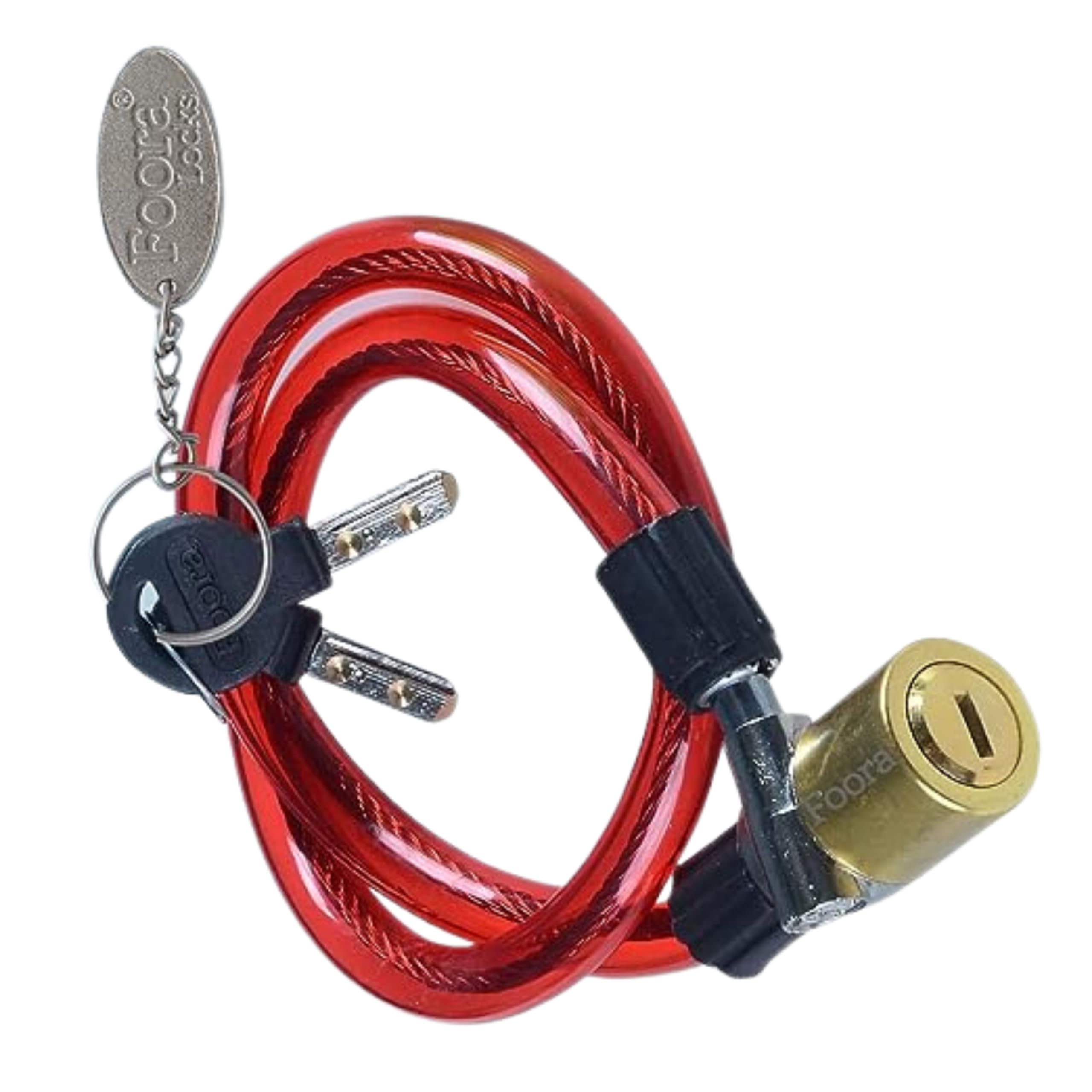 Foora Multipurpose Steel Cable Lock CL-02 Brass Coated Lock,Cycles,Bikes,Gate,Scooters,2 Ultra Brass Molded Keys,Free Key Chain (red) (B0CNLR33HH) Amazon Price History, Amazon Price Tracker