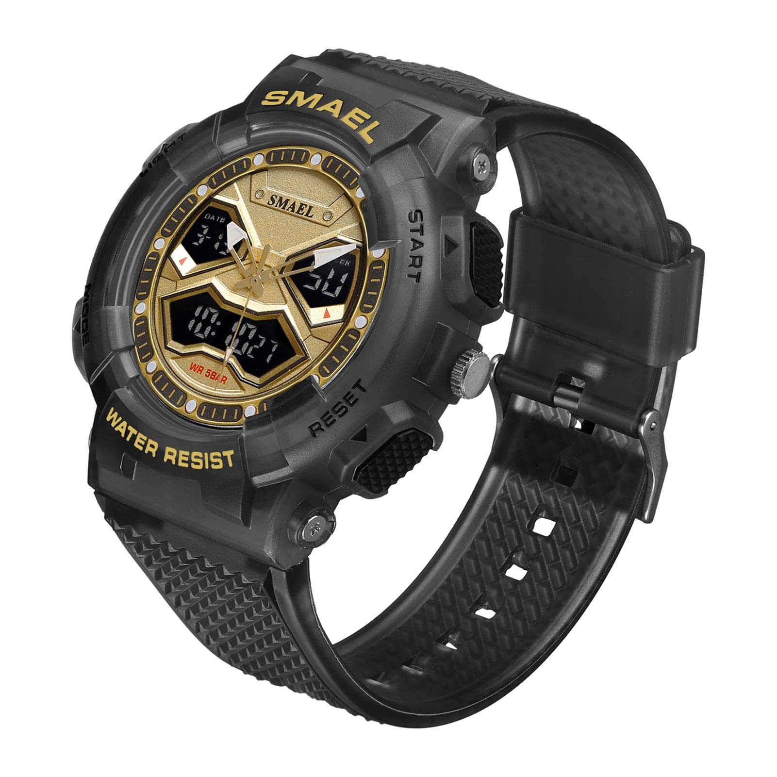 Montre Homme Digitale Outdoor Sport Grand Cadran Militaire Multifonction Étanche Montre LED Lumière Alarme Calendrier Date Montre