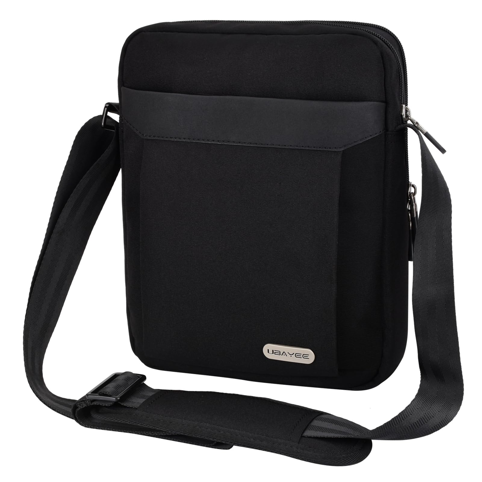 Sacoche Homme Bandoulière en Tissu Oxford avec Compartiment pour Tablette (Compatible avec iPad Tablette 10,5 Pouces, 25 cm), Noir