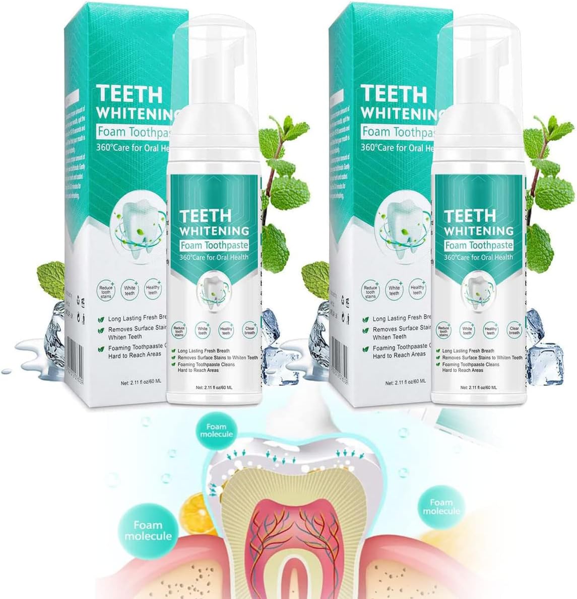 NewTeeth Toothpaste Mousse Foam Teeth Whitening Foam Toothpaste 360