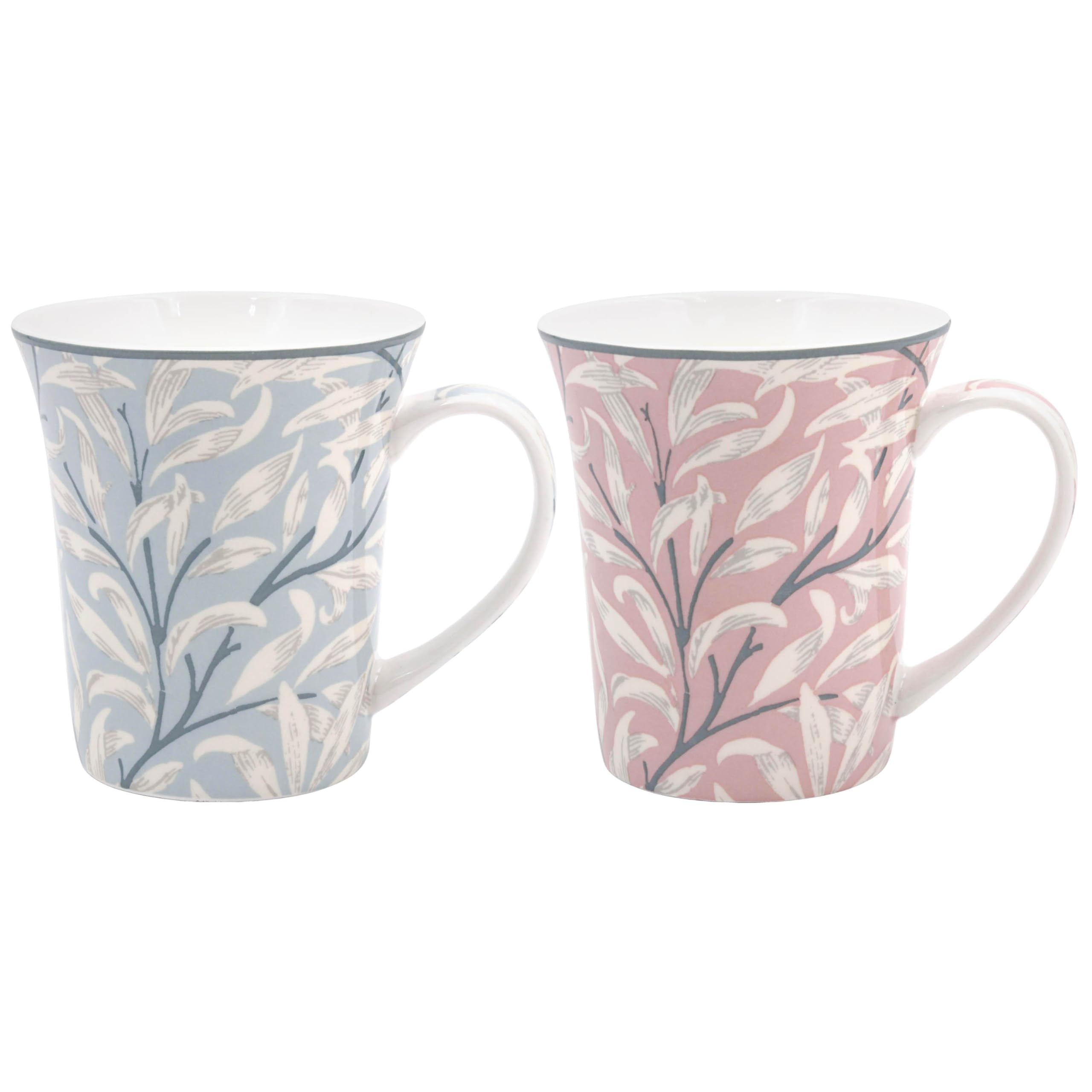 The Leonardo Collection Wm. Morris Assortments Fine China Willow Bough Mugs Set 2 x 300ml for Hot & Cold Drinks | Durable Coffee Cups for Home & Office | Easy-to-Hold Coffee Mugs for Daily Use