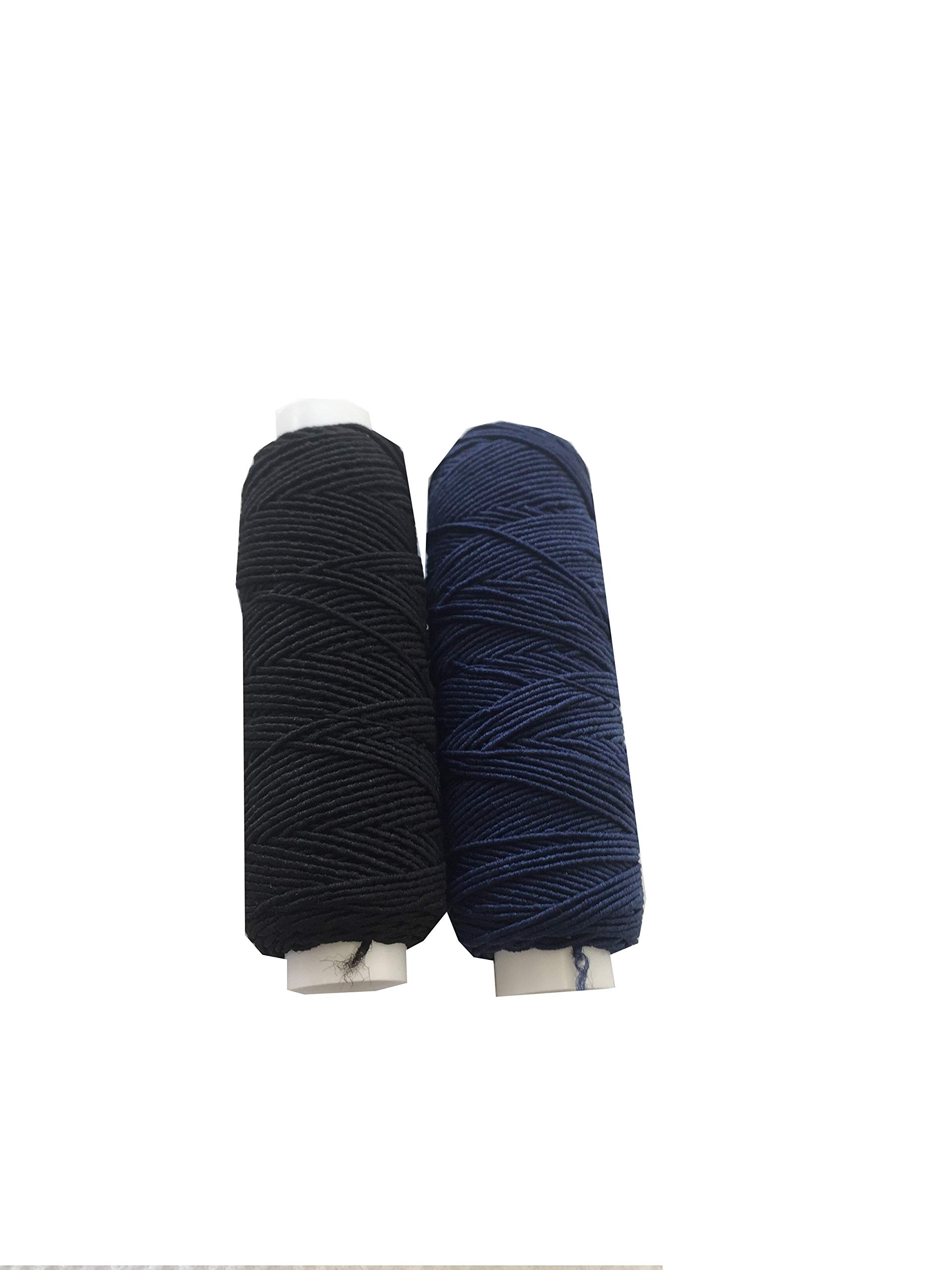 Shirring Shearing Elastic Thread, 20 Meter Each Colour Per Spool, Pack of 2 X 20m Spools, Sewing, Haberdashery, Craft, Smocking, Gathering, (Black & Navy), 30 Colours Available