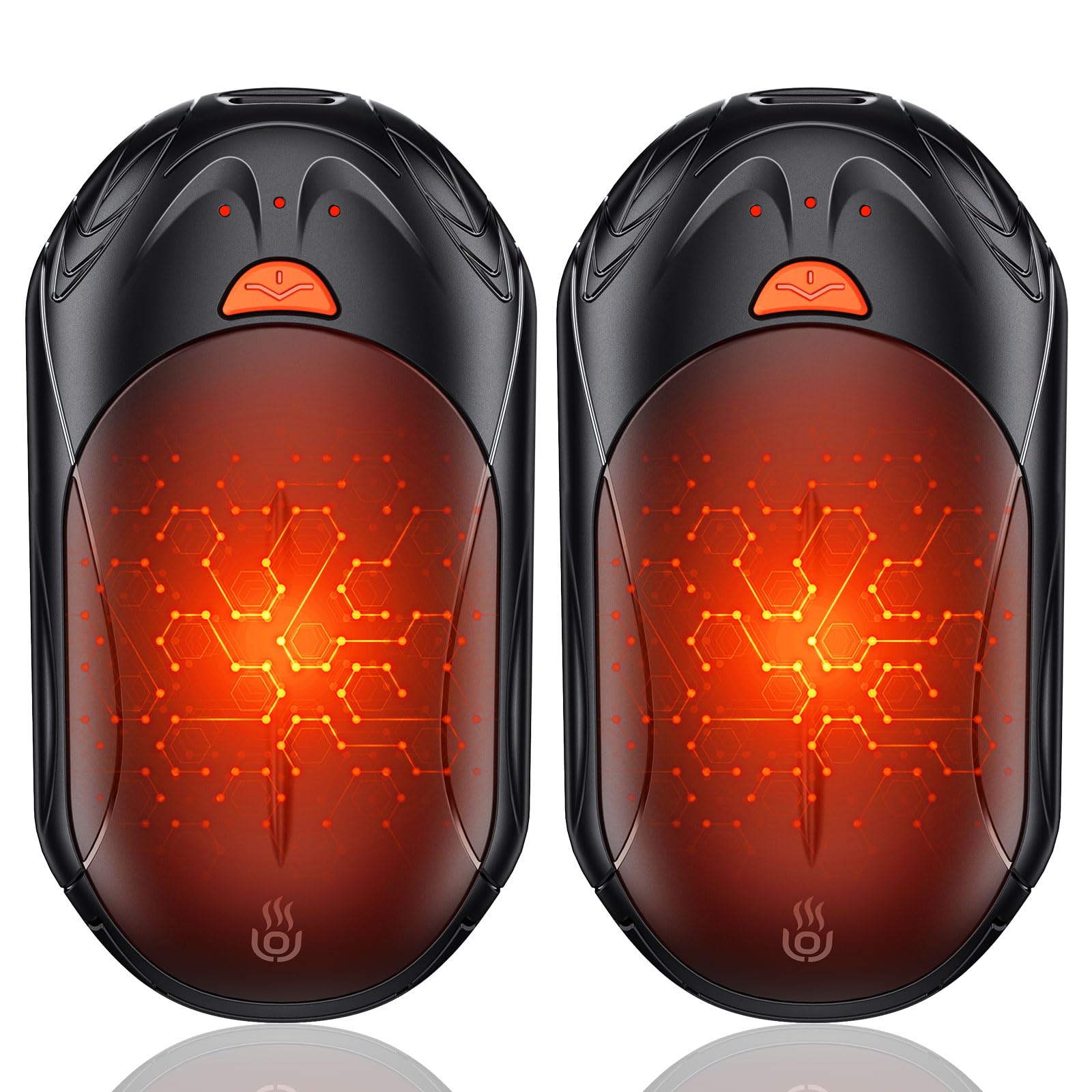 Chauffe Main Rechargeables 2 en 1, 6000mAh Chaufferette Main Reutilisable USB 2PCS, Sûr et Fiable, Chauffe-Mains 3 Modes de Chauffage pour Camping, Sports de Plein Air en Hiver Cadeau de Noël