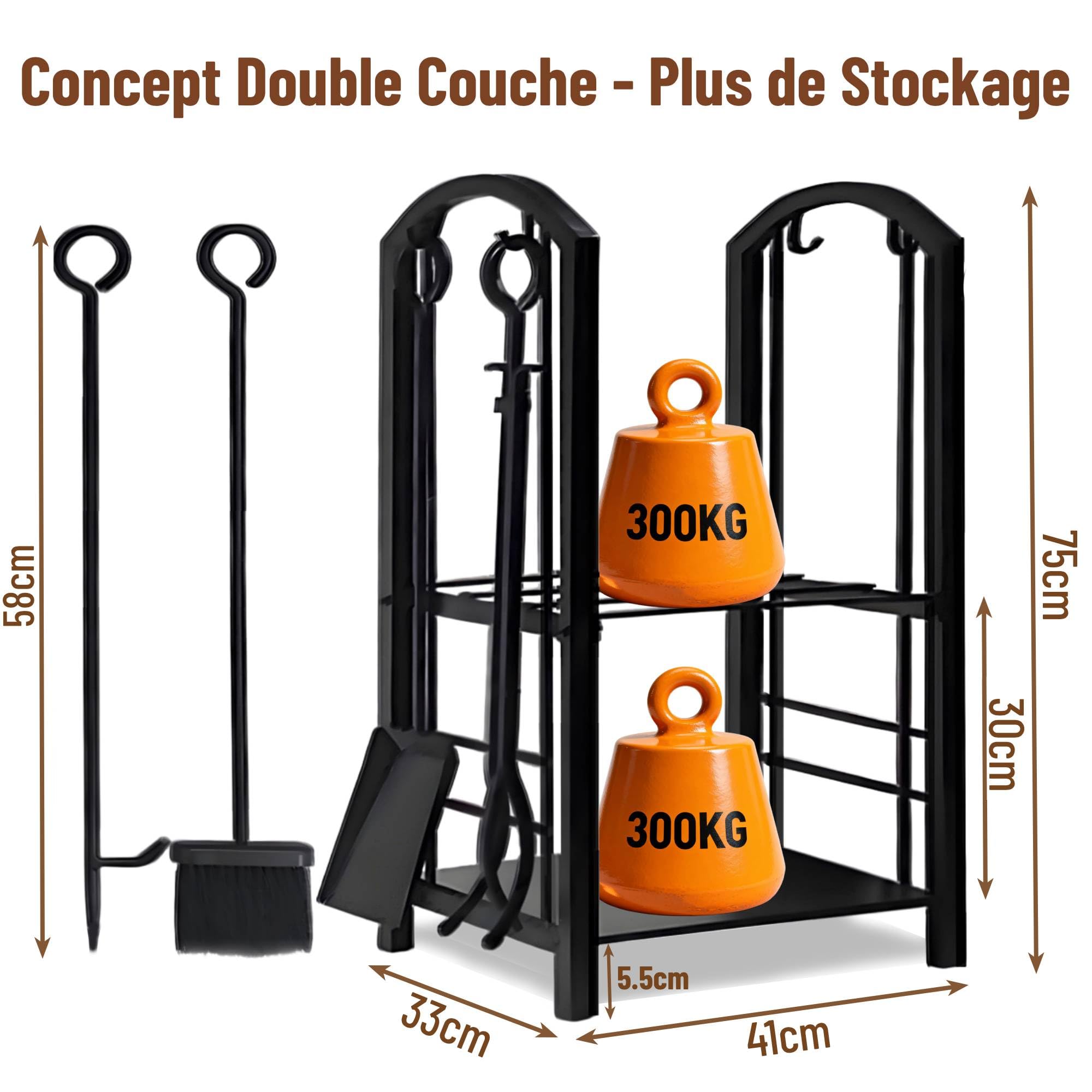 Amagabeli Porte Bûches de Cheminée 74 x 40 x 30cm Rack de Stockage