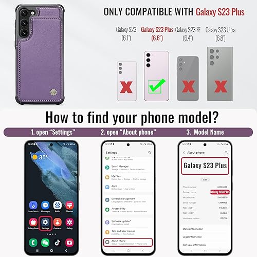 Miniatura 6 de Funda para Samsung Galaxy S23 Plus con tarjetero, para Samsung S23 Plus Funda tipo cartera para mujeres y hombres con bloqueo RFID, funda duradera a