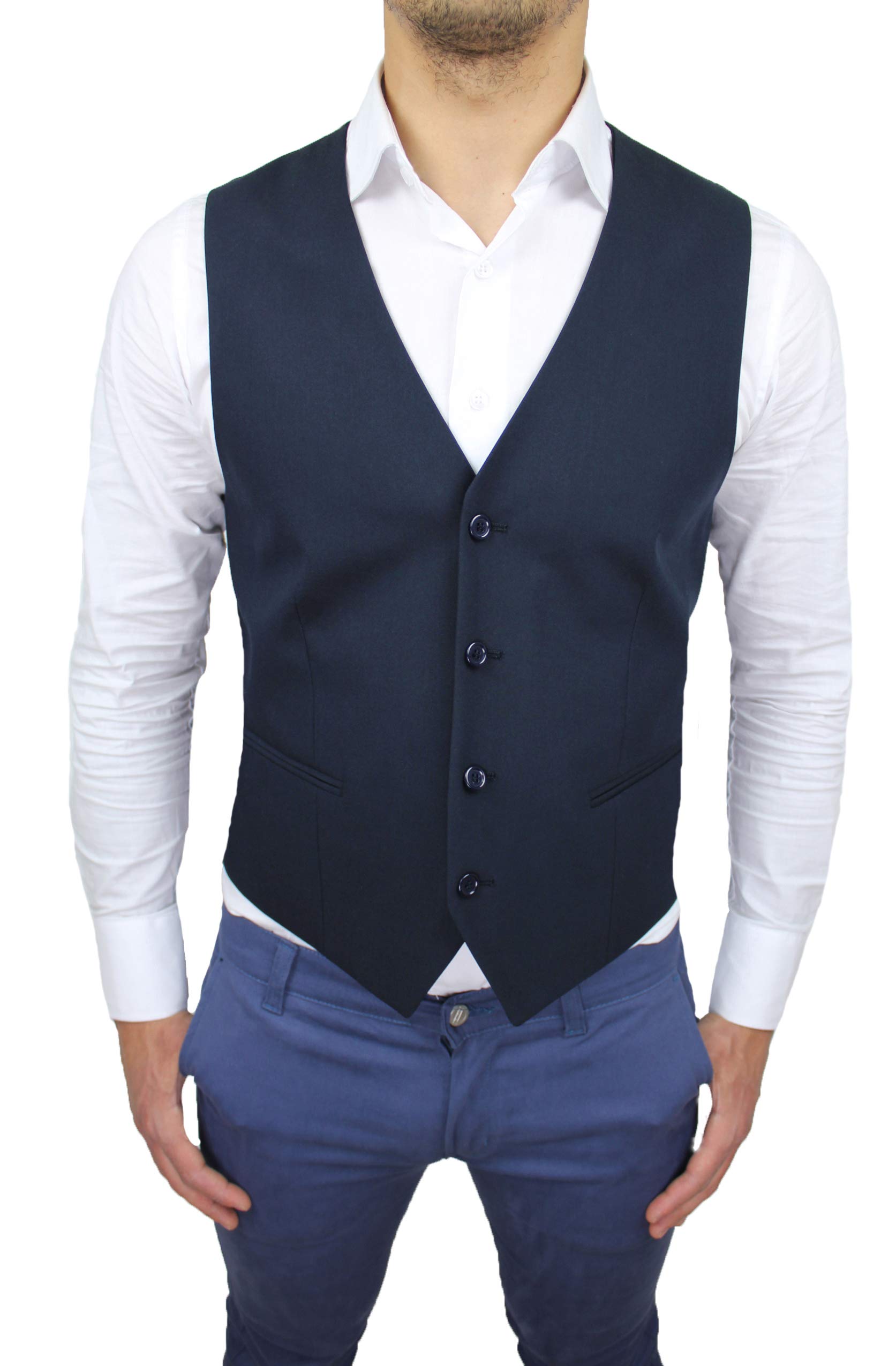 Gilet da uomo blu reale, gilet da uomo formale da ufficio, gilet senza maniche da uomo