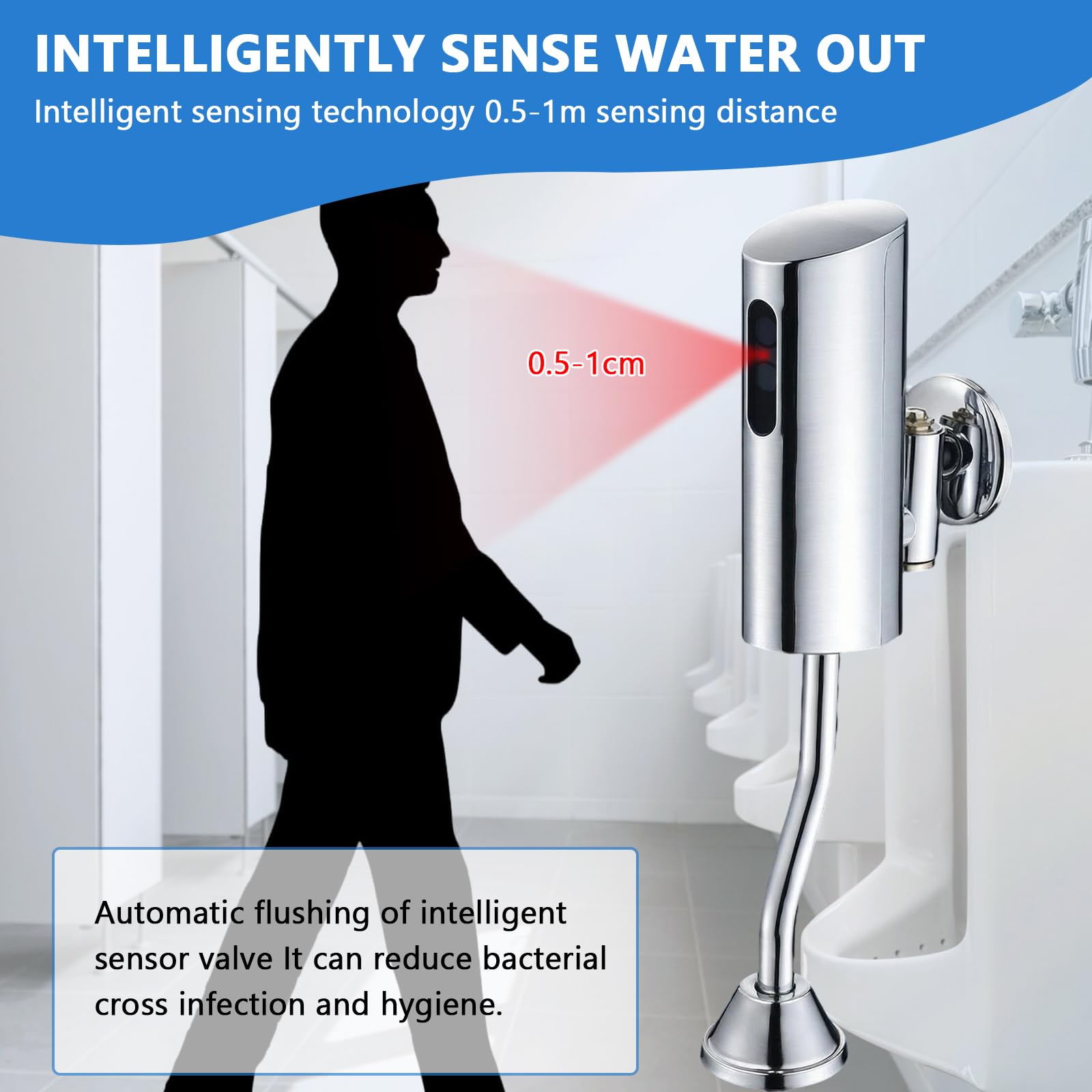 Lavabo automático a presión para inodoro, cisterna de inducción, válvula de descarga de urinario sin contacto para baño e inodoro inteligente, ahorro de agua, cantidad de lavado ajustable