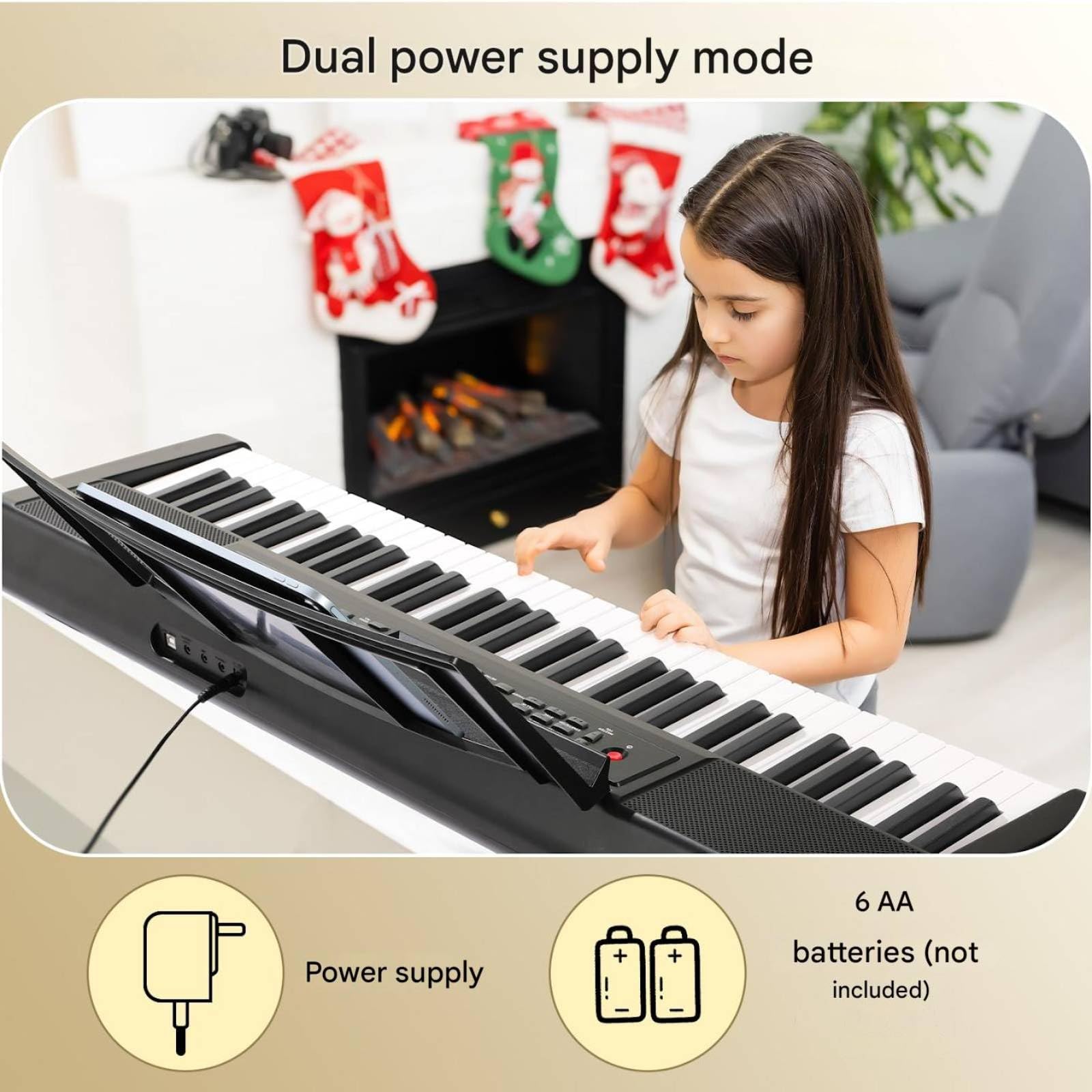 Pianoforte Digitale 61 Tasti Pesati, Tastiera Musicale per Principianti, Tastiera Pianoforte Leggero e Portatile, con 300 Suoni, Altoparlanti, USB MIDI, Schermo LCD, Metronomo, Presa per Cuffie