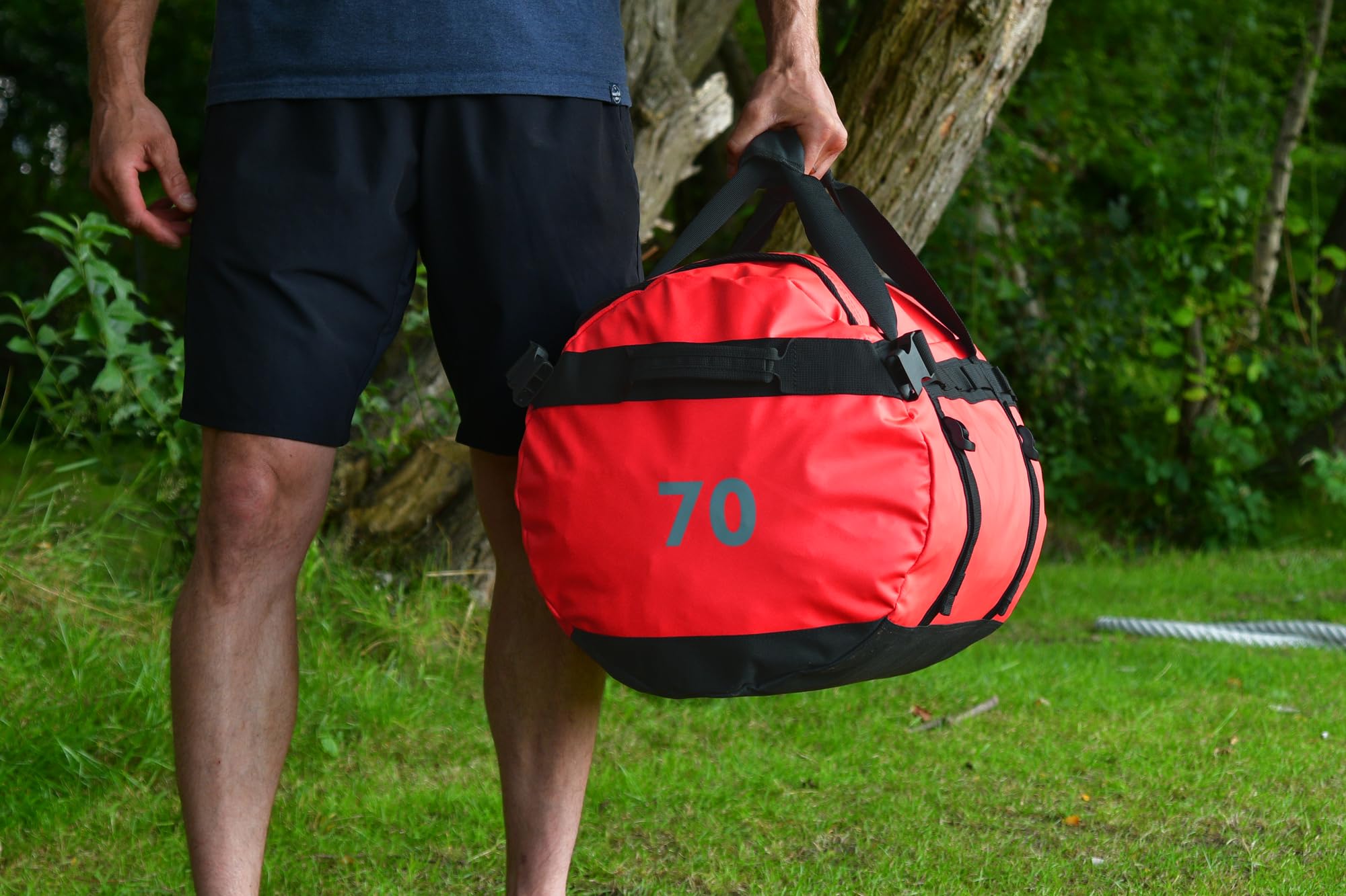 STEIN - Bolsa de transporte y mochila resistente al agua de 40 k, 70 l y 90 l, de PVC duradero para exteriores, acampadas, deportes, deportes acuáticos, Red, 70L