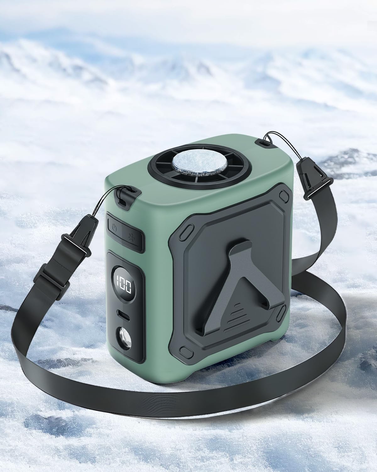 ViSSKO 2026 Kühlung Tragbarer Taillenventilator,8000mAh 29H Laufzeit USB C Wiederaufladbar,5 Geschwindigkeiten 13000RPM Mit LED Beleuchtung