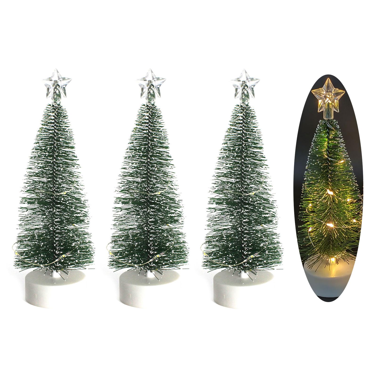 Nucelit Christmas Tree with Lights, 3Pack Tabletop Christmas Tree with Lights for Decorations Indoor Holiday Ornaments