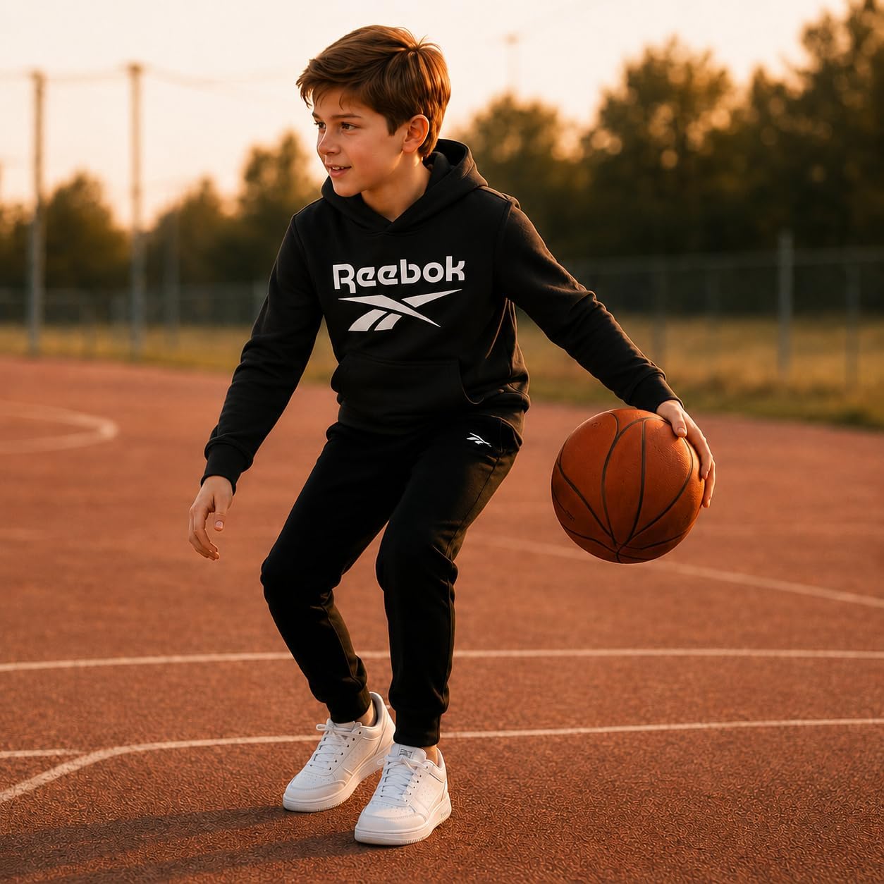 Reebok Boys Hoodie - Performance Fleece Pullover Boys Swaetshirts Cozy Graphic Hoodies for Gym Running and Casual Daily Wear