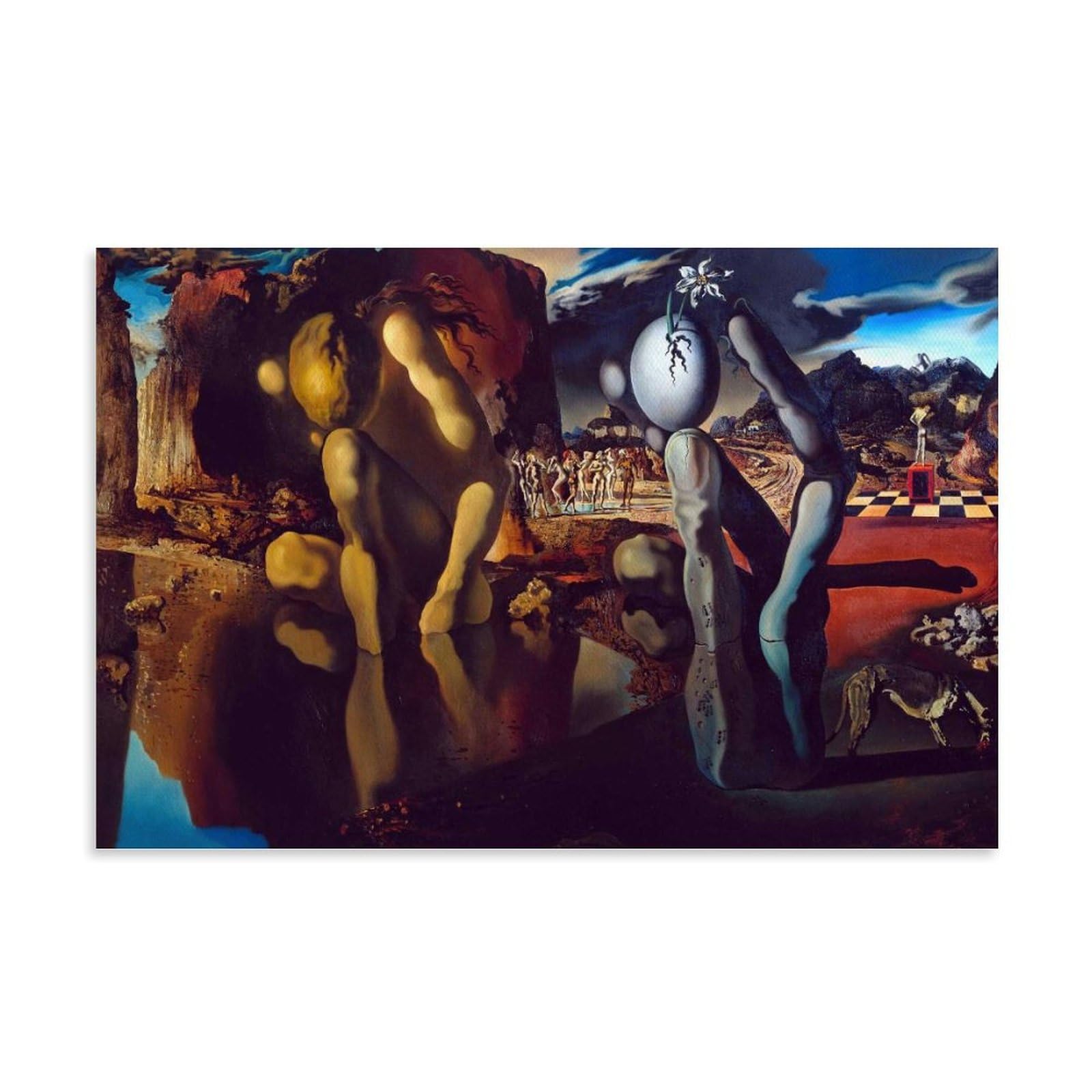 Hajidema Unframe-Style Salvador Dali Art Sport The Metamorphosis Of Narcissus Art Print Wall Photo Paint Hanging Picture Family Bedroom Decor 24X36inch(60X90cm)