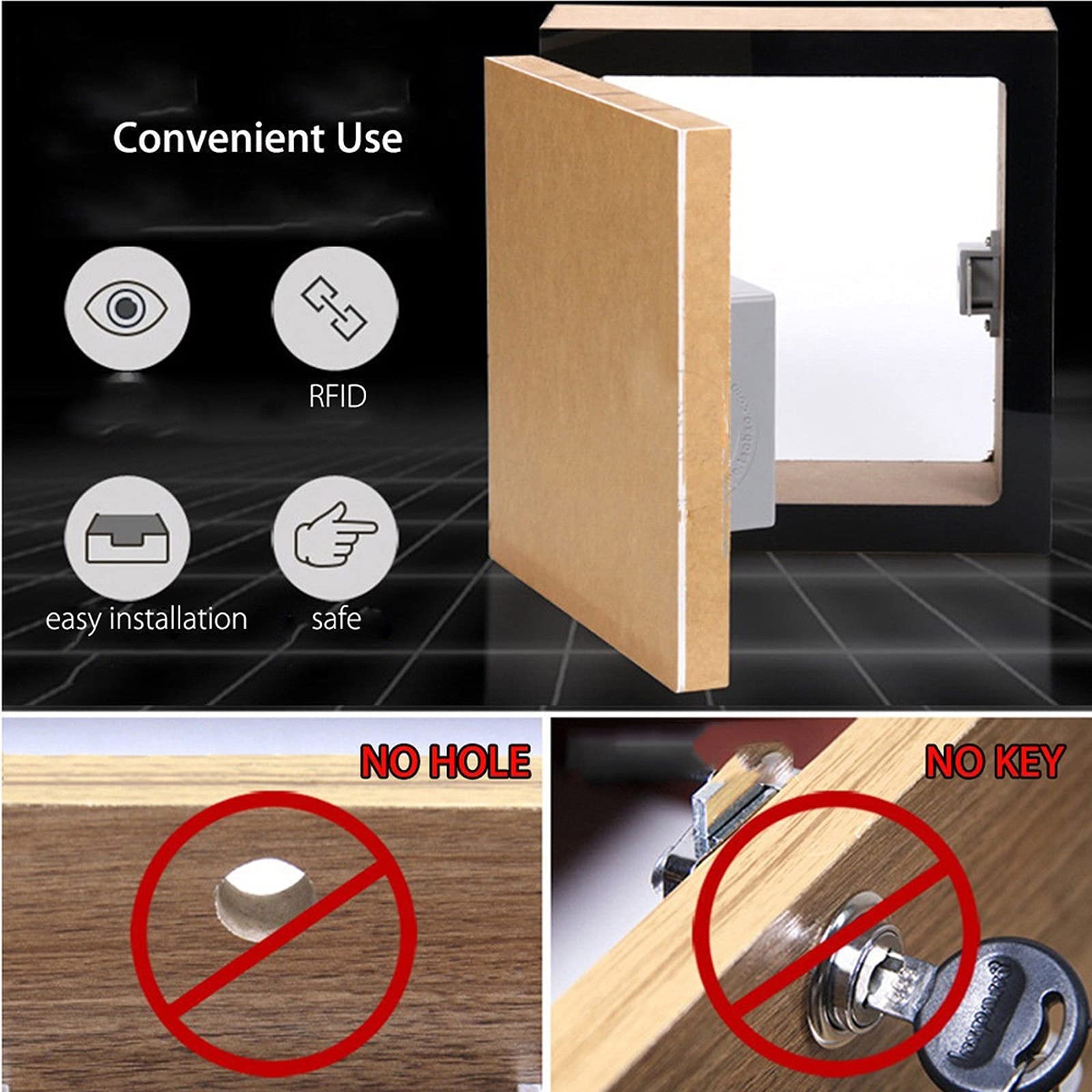 Serrure de porte à piles avec carte à puce IC, capteur pour placard et tiroir, SmartLock intelligent invisible et numérique DIY sans trou perforé