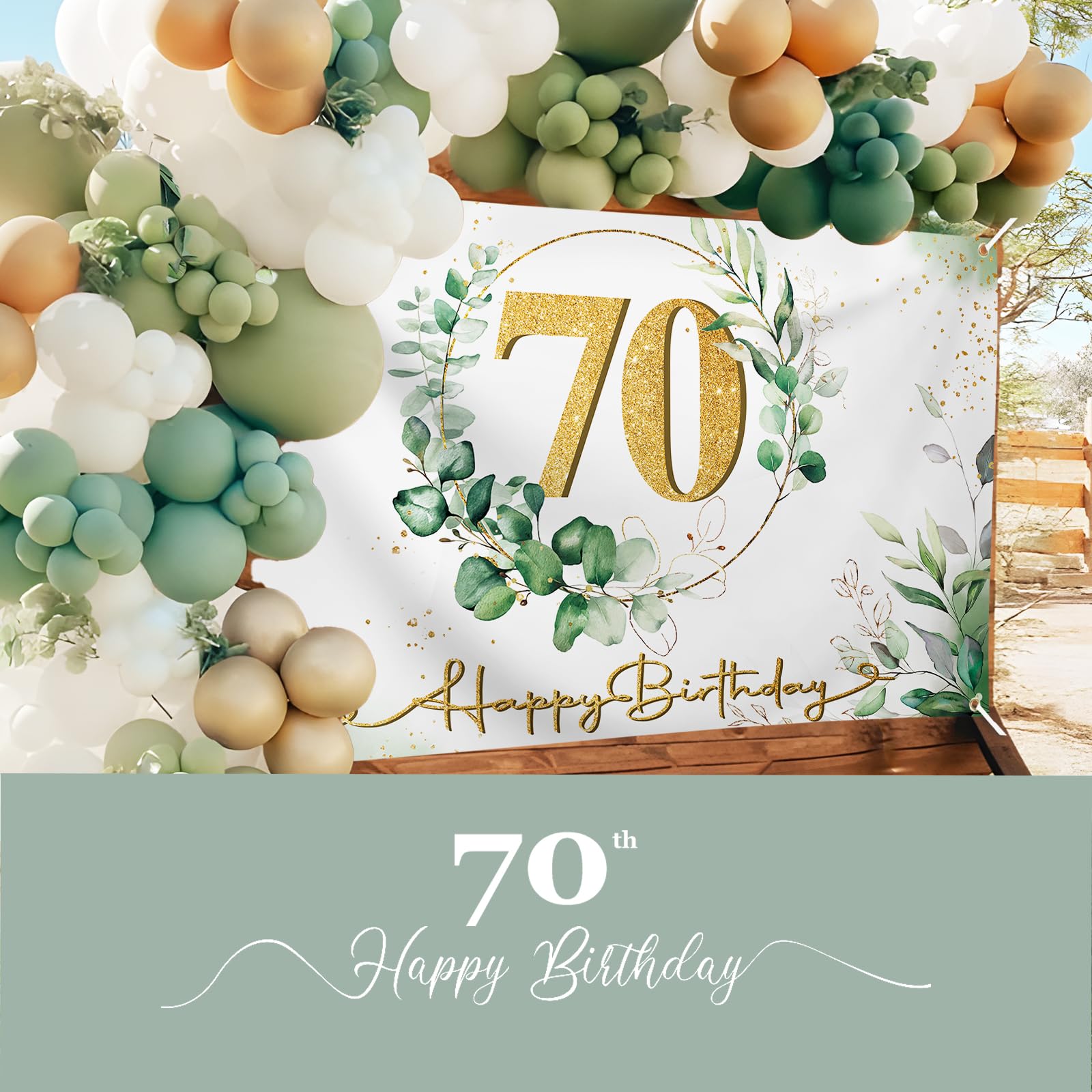 70. Geburtstag Banner 210x40cm - Personalisierte Geburtstagsdeko Schwarz Gold