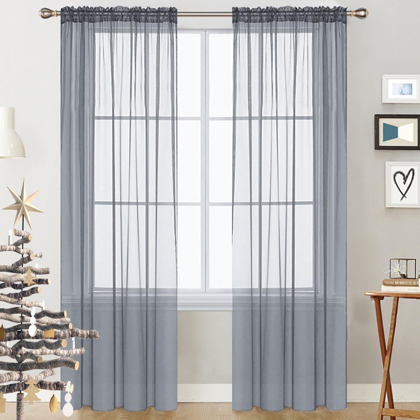 GAIFNAG Visillo Cortinas Habitacion 140 x 120 cm con Ojales Anti Luz Cortina Termica Aislantes Frio y Calor Ventana Visillos Salon, Cortinas Salon Opacas para Ventanas Salon/Cocina, Gris Claro