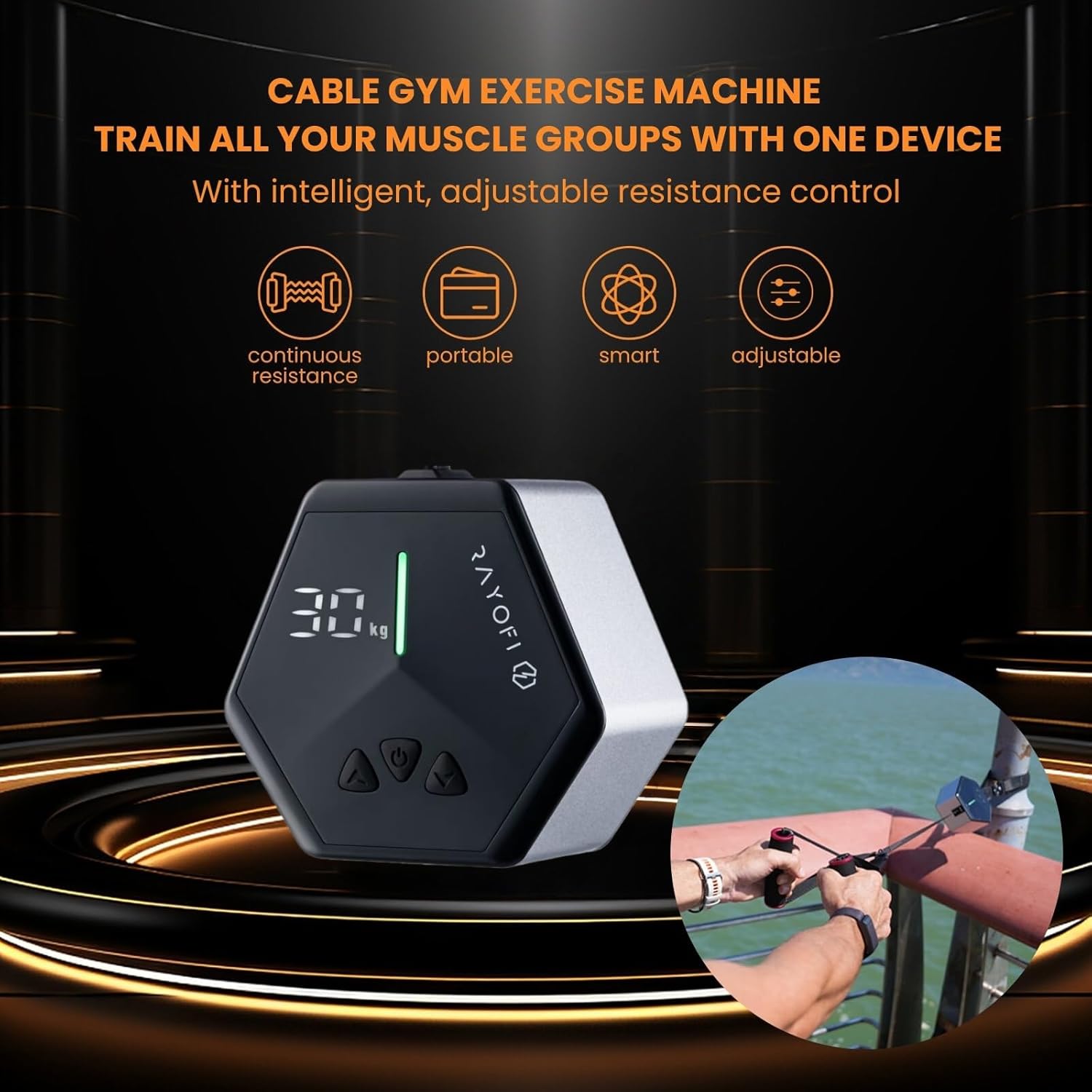 Rayofi Go-Tone Portable Gym Machine, Smart Lcd Display, 0.7 ...