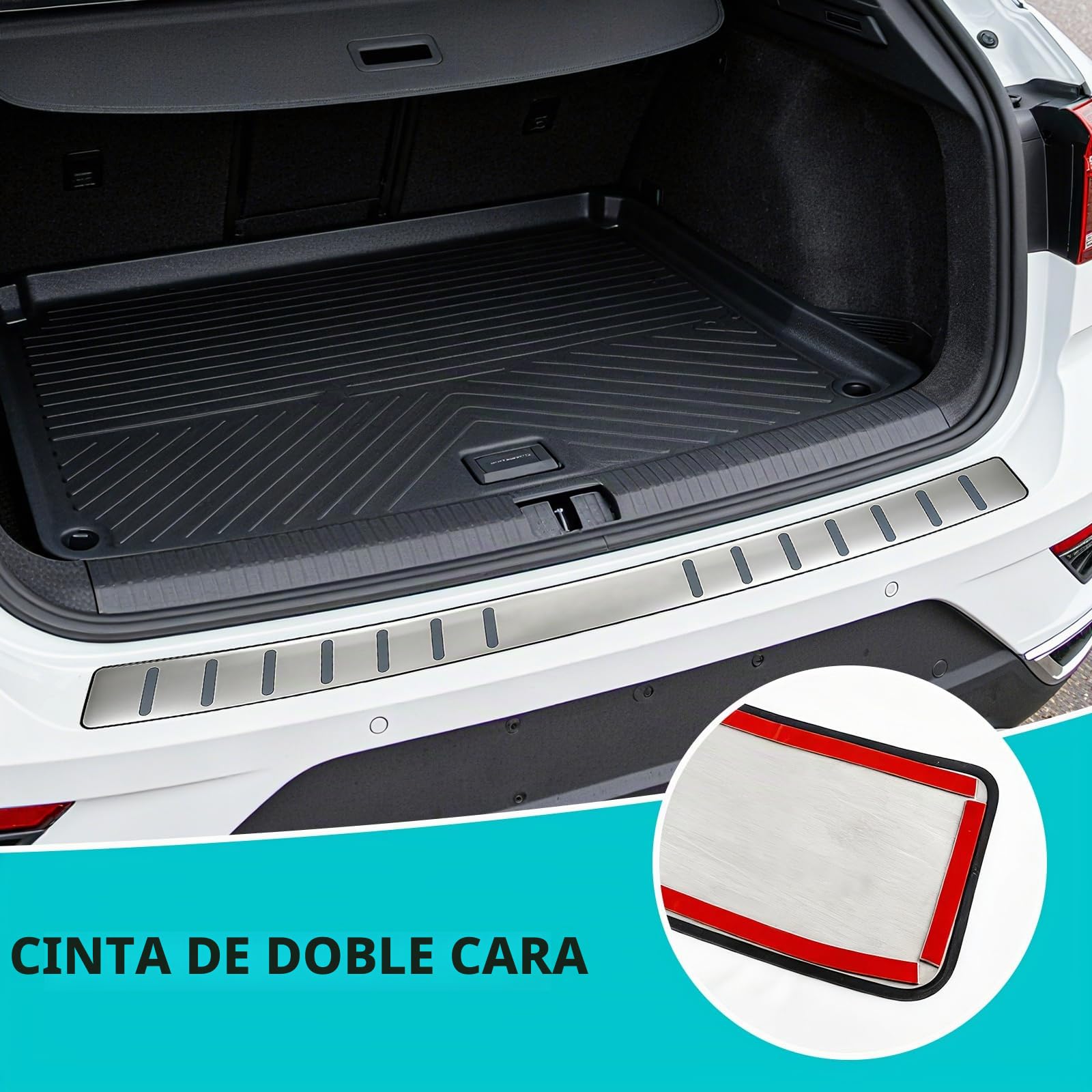 Protector de Borde de Carga Compatible con VW T-ROC 2017-2025 | Protector de Parachoques de Acero Inoxidable