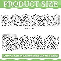 Vista 22 de Zonon 65 Feet Bulletin Board Borders Black and White Polka Dots Striped Grid Borders Decorative Straight Scalloped Wavy Rolled Trim Classroom Back